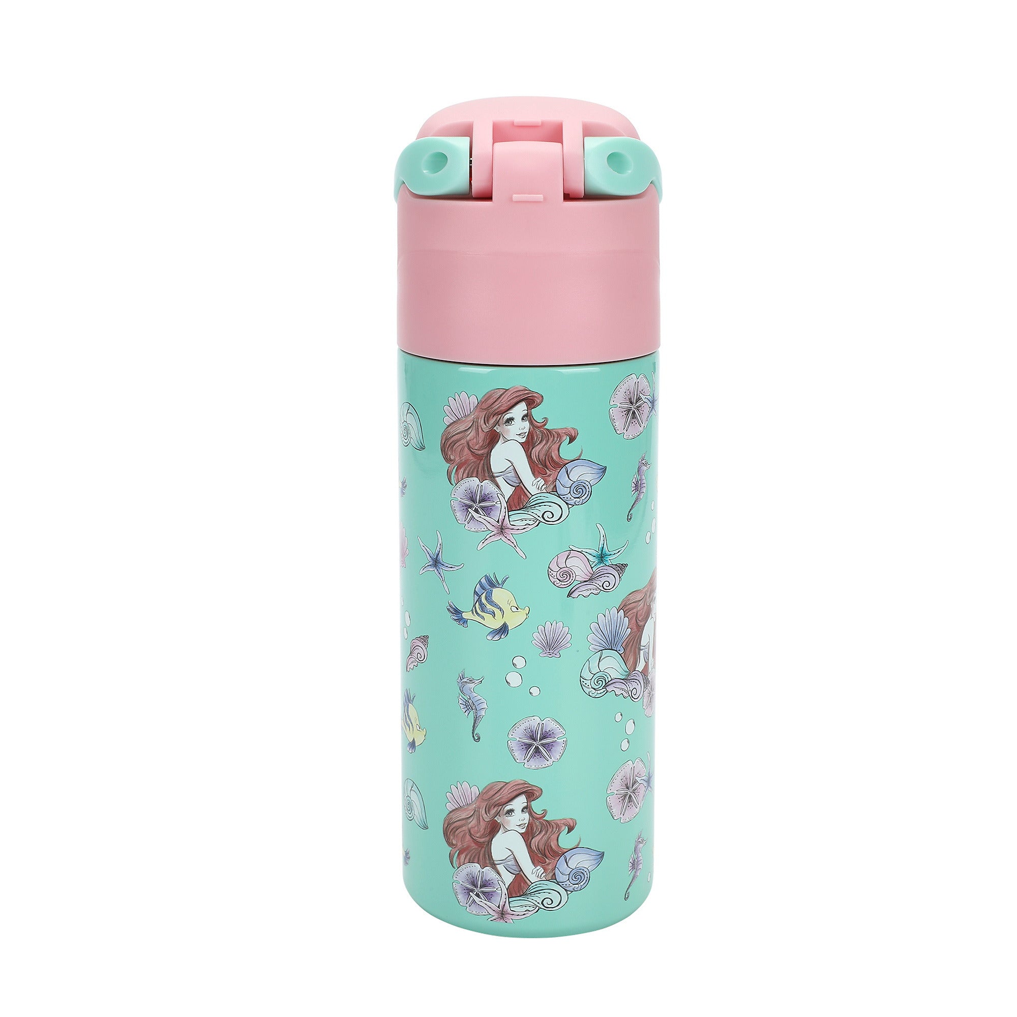 The Little Mermaid Ariel & Flounder All-Over Print 24 Oz Stainless Steel Water Bottle