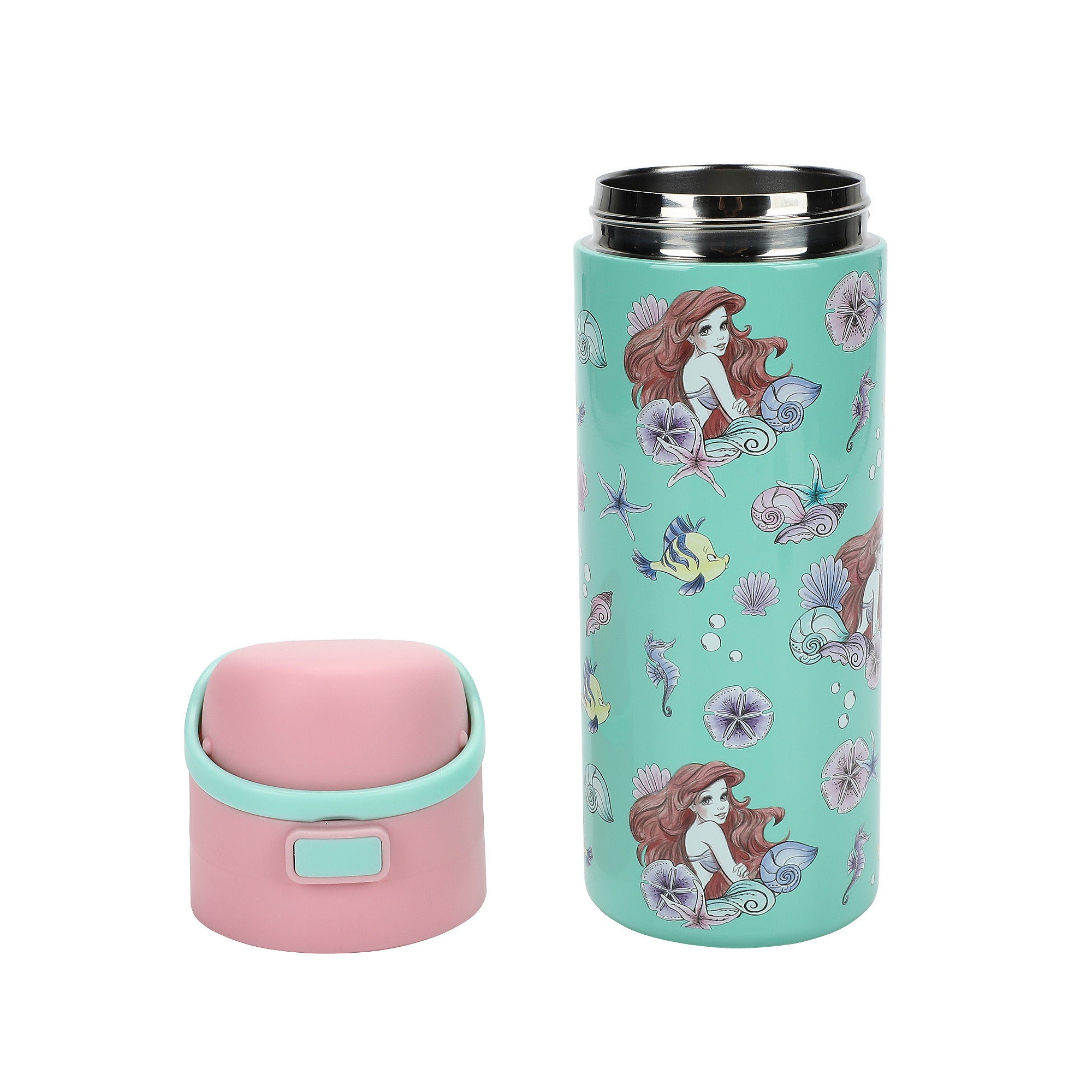 The Little Mermaid Ariel & Flounder All-Over Print 24 Oz Stainless Steel Water Bottle