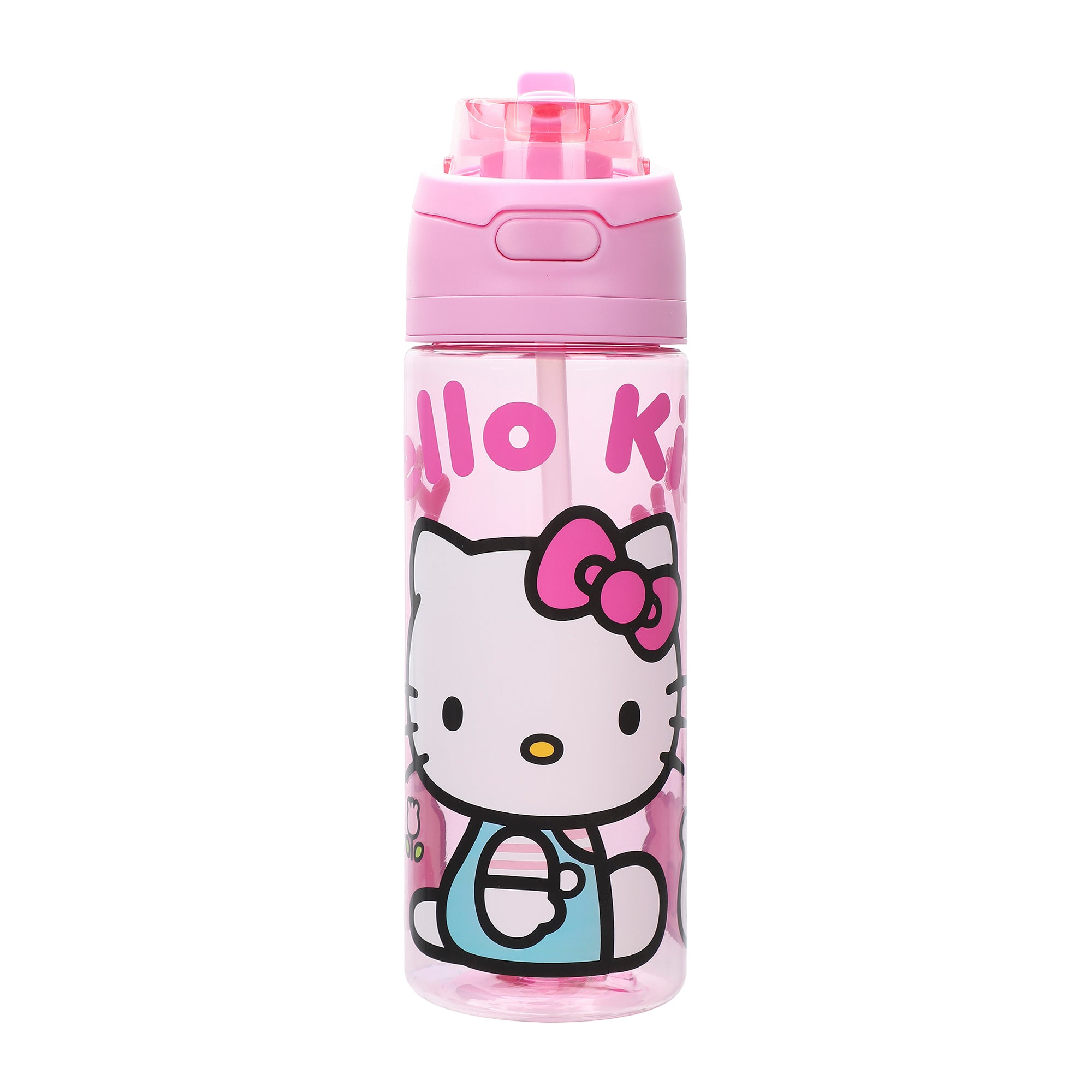 Hello Kitty Mushrooms & Milkshake Pink 24 Oz Plastic Water Bottle With Dual Spout Lid