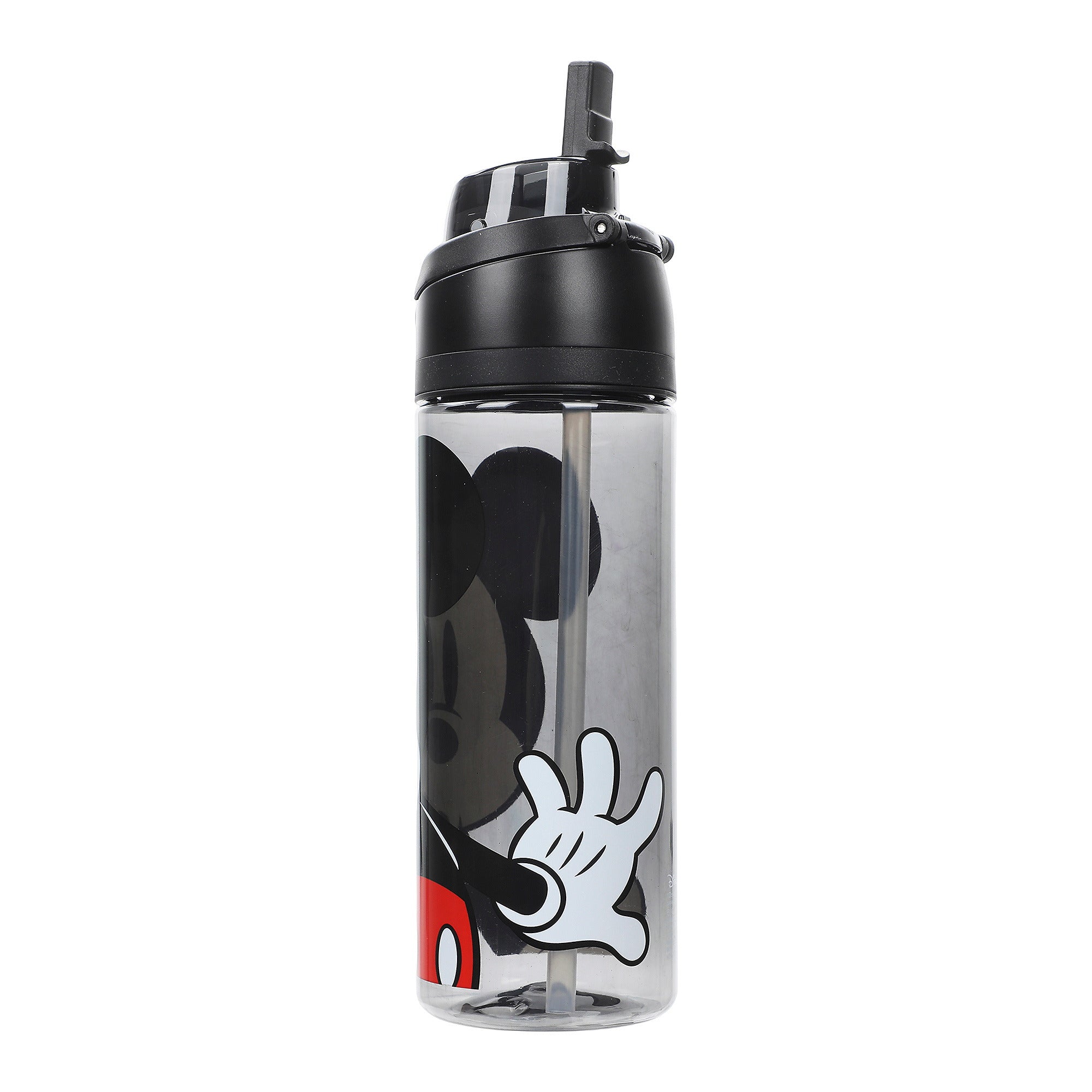 Mickey Mouse Classic Mickey Face Black 24 Oz Plastic Water Bottle With Dual Spout Lid