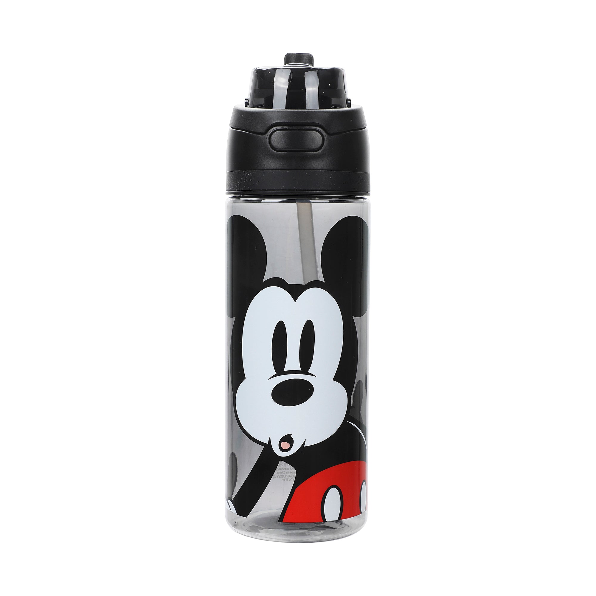 Mickey Mouse Classic Mickey Face Black 24 Oz Plastic Water Bottle With Dual Spout Lid
