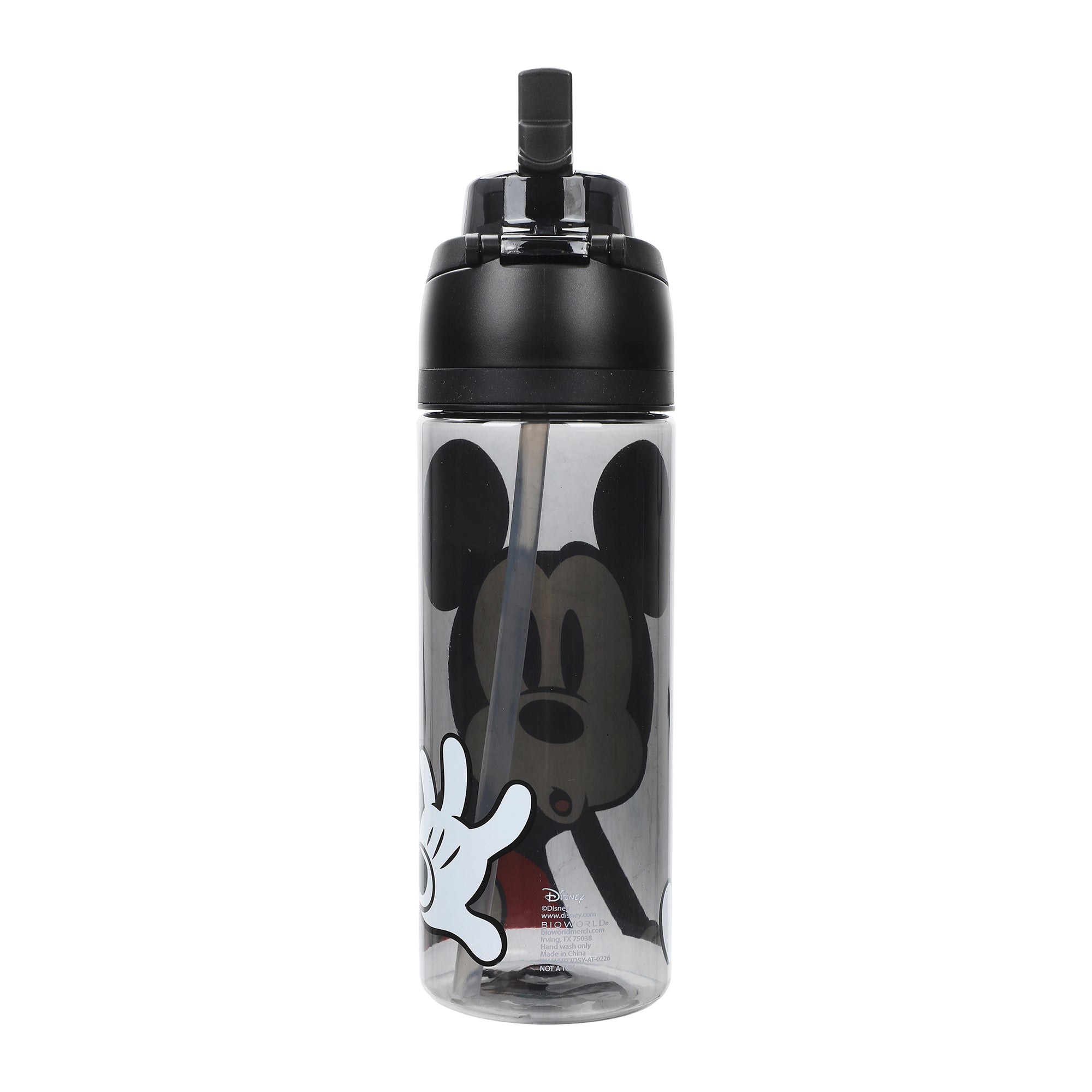 Mickey Mouse Classic Mickey Face Black 24 Oz Plastic Water Bottle With Dual Spout Lid