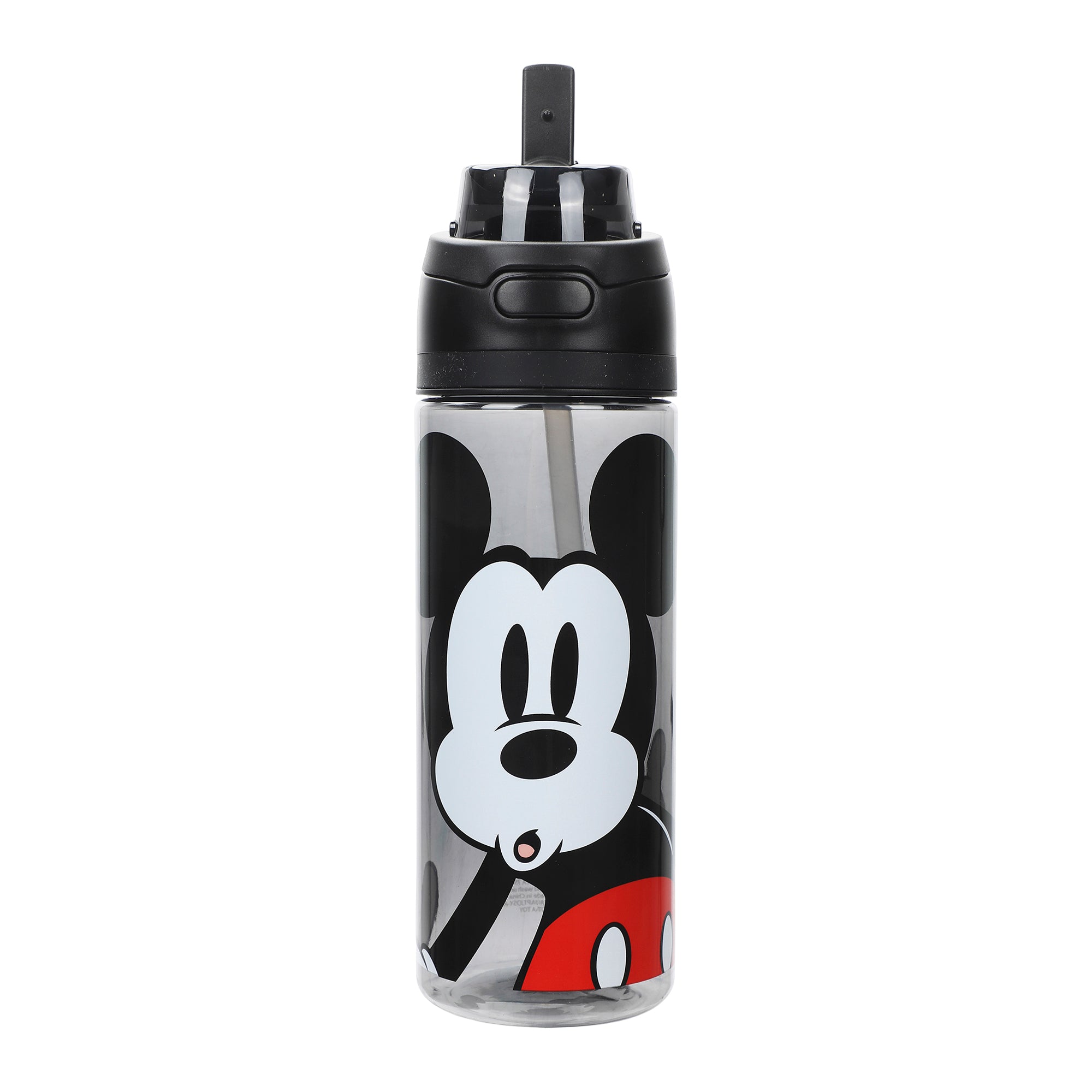 Mickey Mouse Classic Mickey Face Black 24 Oz Plastic Water Bottle With Dual Spout Lid
