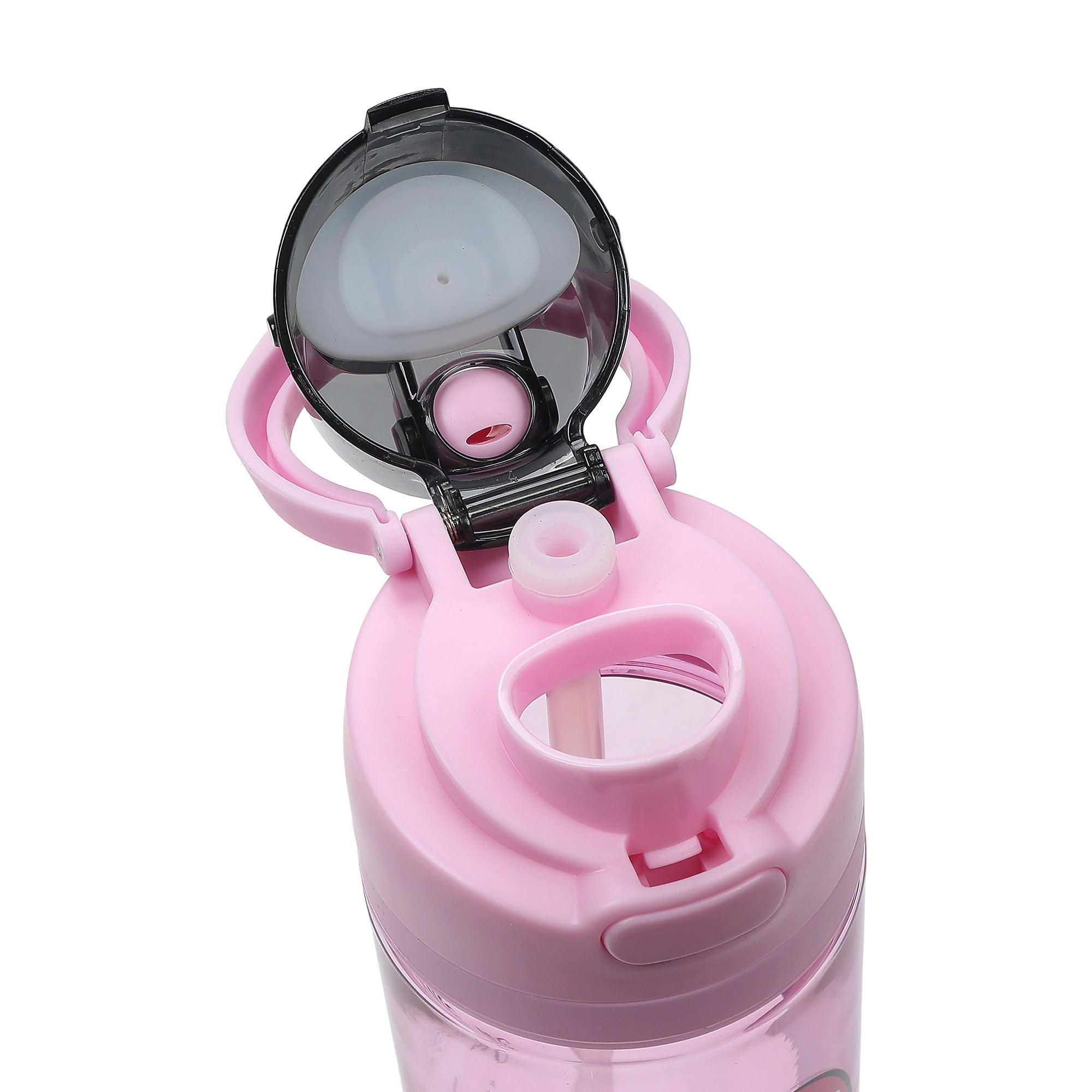 Minnie Mouse Classic Big Face Pink 24 Oz Plastic Water Bottle With Dual Spout Lid
