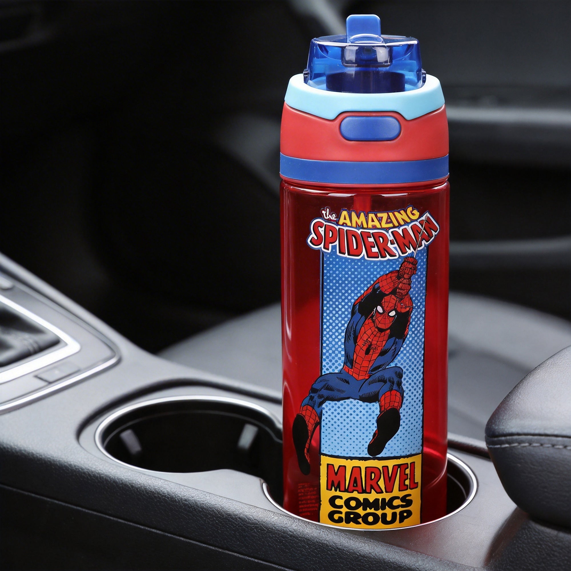 Spider-Man Classic The Amazing Spider-Man Red 24 Oz Plastic Water Bottle With Dual Spout Lid