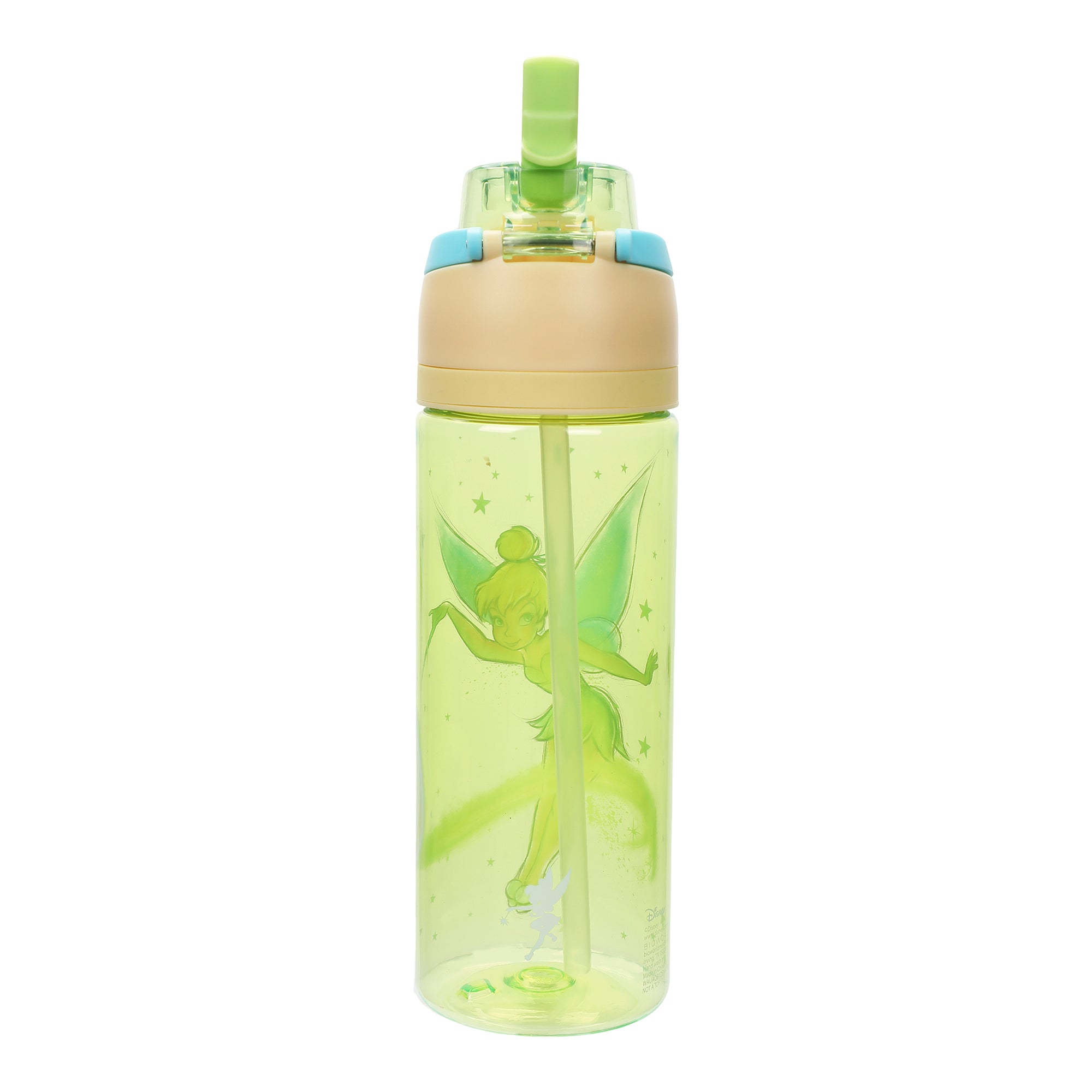 Tinker Bell Character Art Green 24 Oz Plastic Water Bottle With Dual Spout Lid