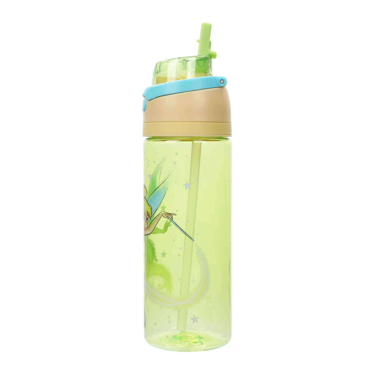 Tinker Bell Character Art Green 24 Oz Plastic Water Bottle With Dual Spout Lid