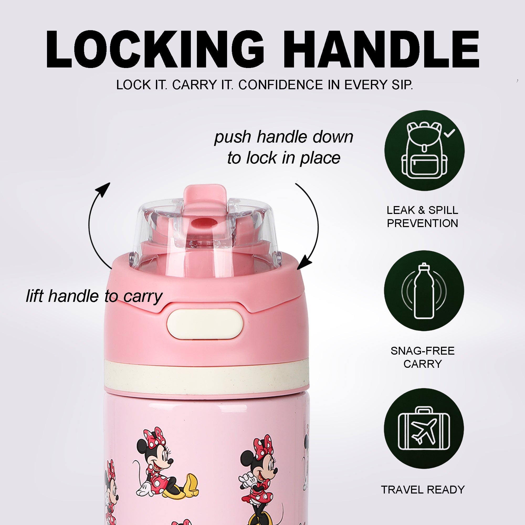 Minnie Mouse Classic AOP Water Bottle 24 oz Stainless Steel