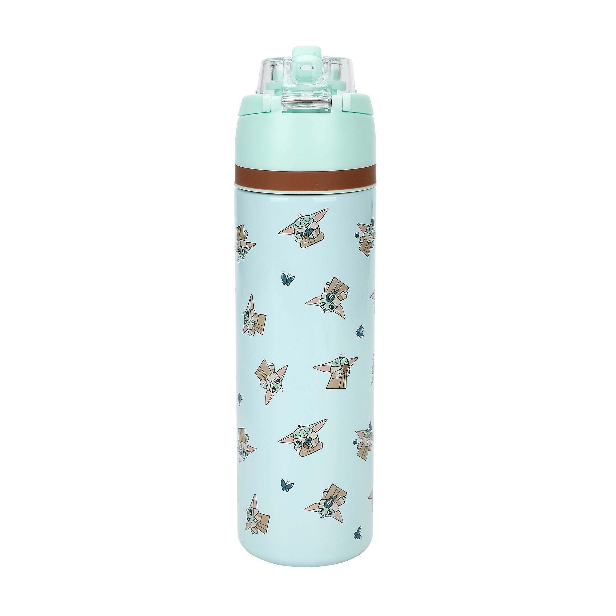 The Mandalorian Grogu All-Over Print Blue 24 Oz Stainless Steel Water Bottle