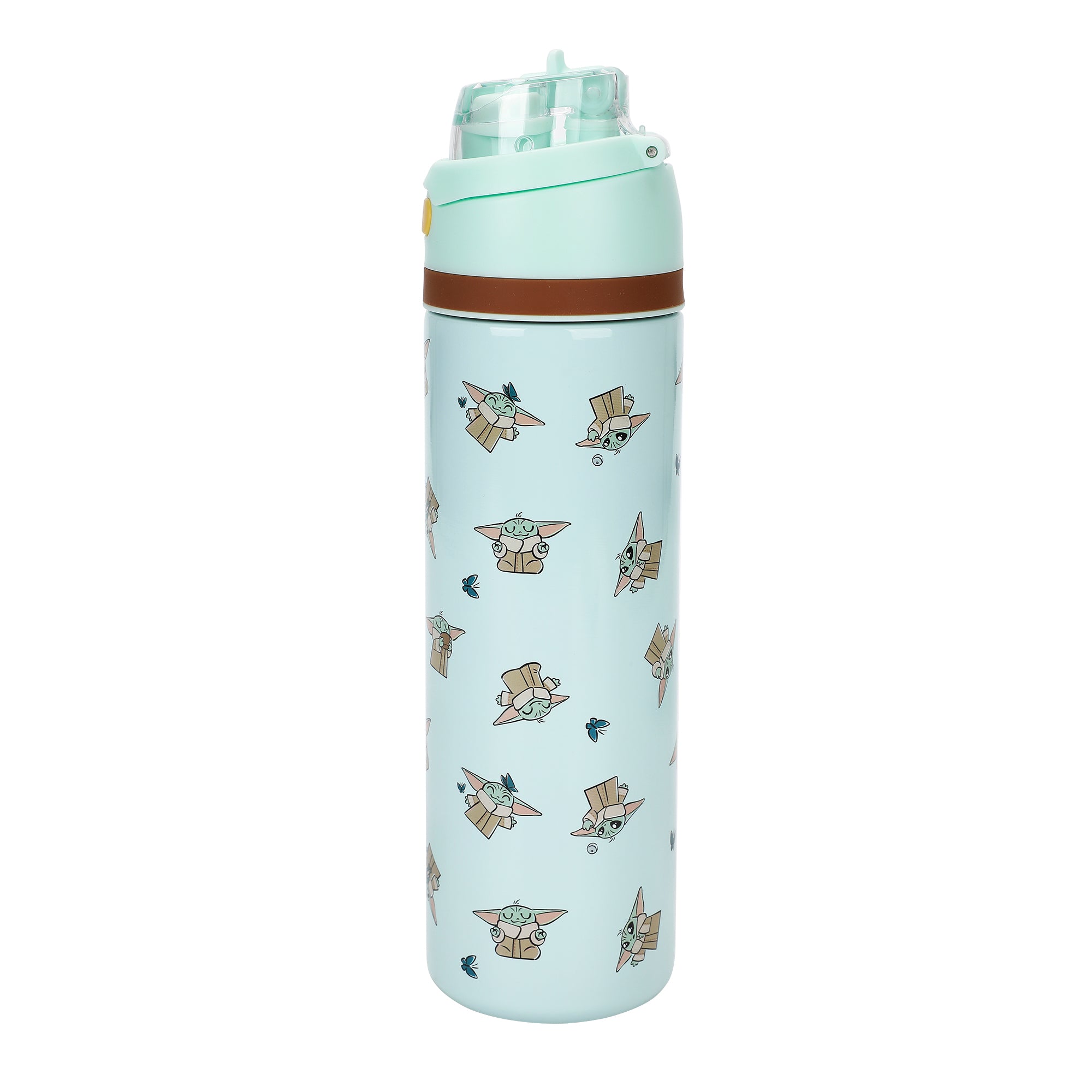 The Mandalorian Grogu All-Over Print Blue 24 Oz Stainless Steel Water Bottle