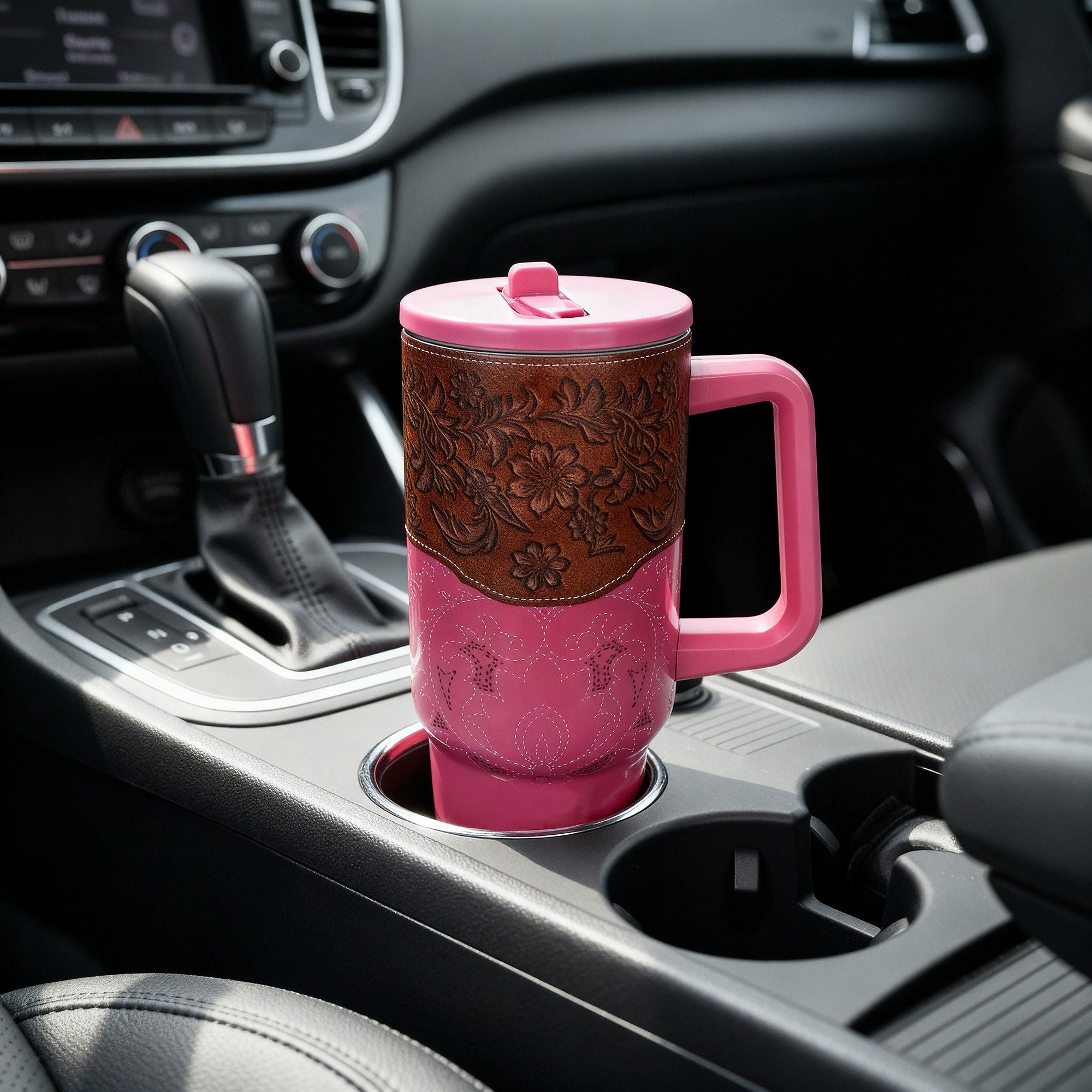 Wrangler Pink & Gold Western Pattern 40 Oz Stainless Steel Water Bottle
