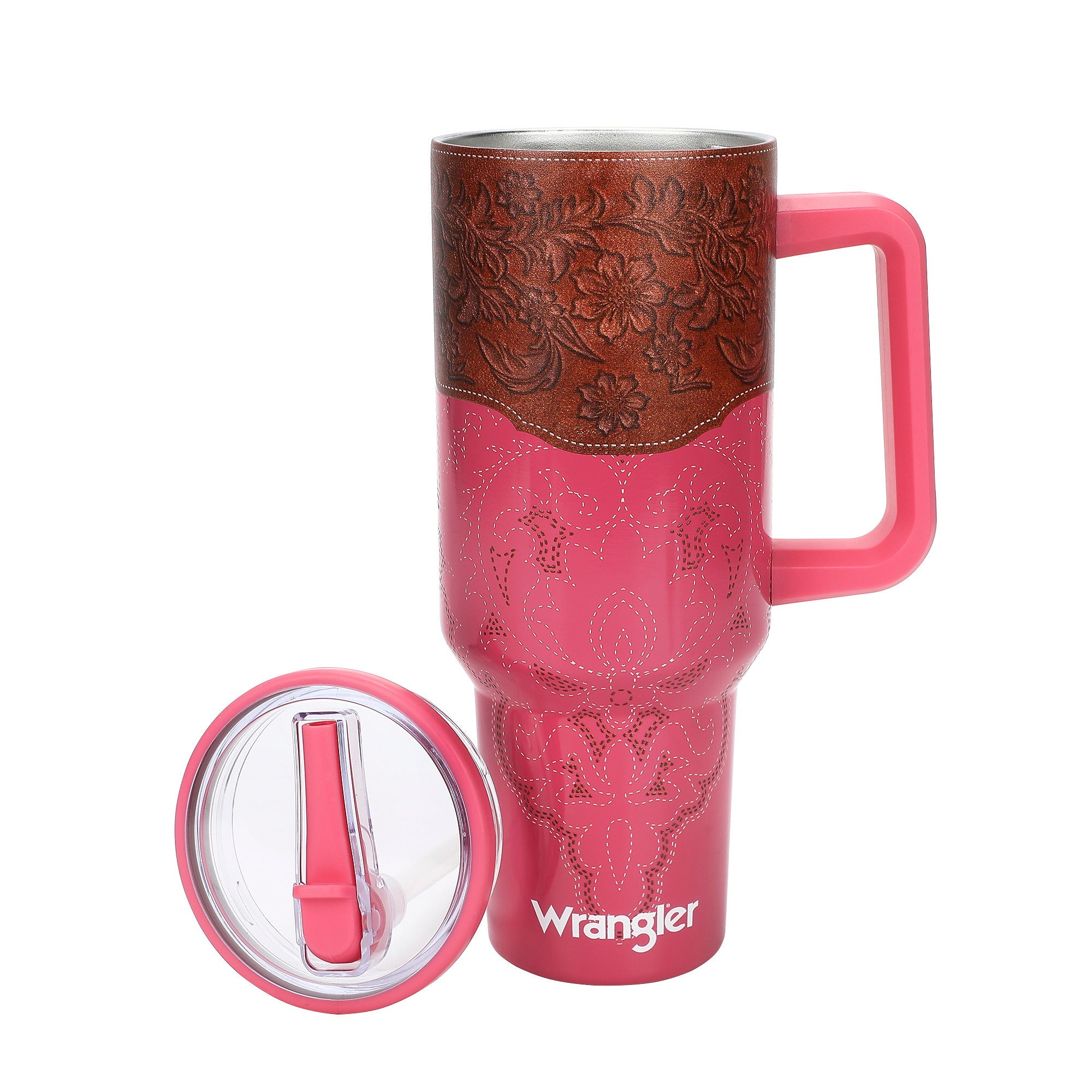 Wrangler Pink & Gold Western Pattern 40 Oz Stainless Steel Water Bottle