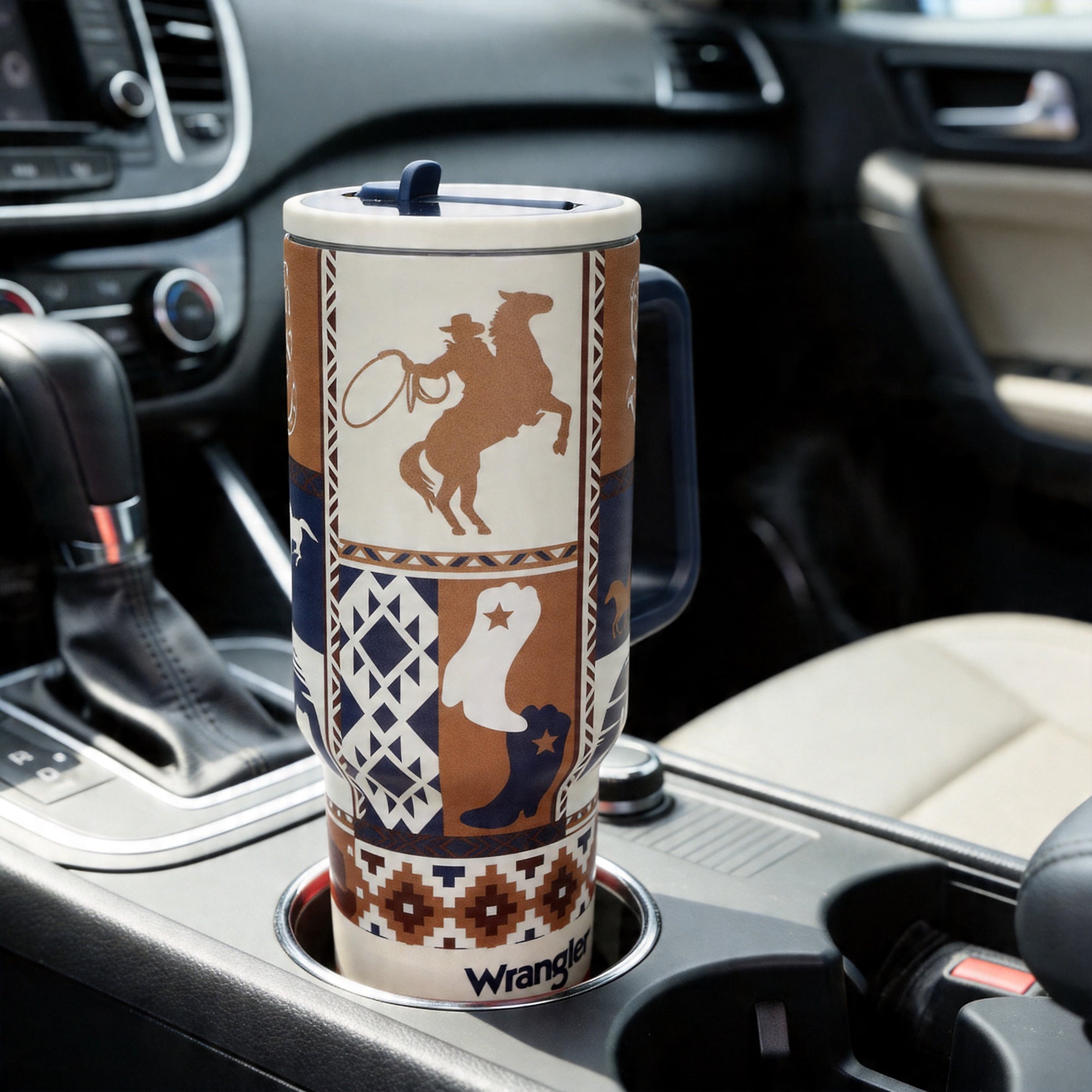 Wrangler Cowboy Boots & Cactus White 40 Oz Stainless Steel Water Bottle