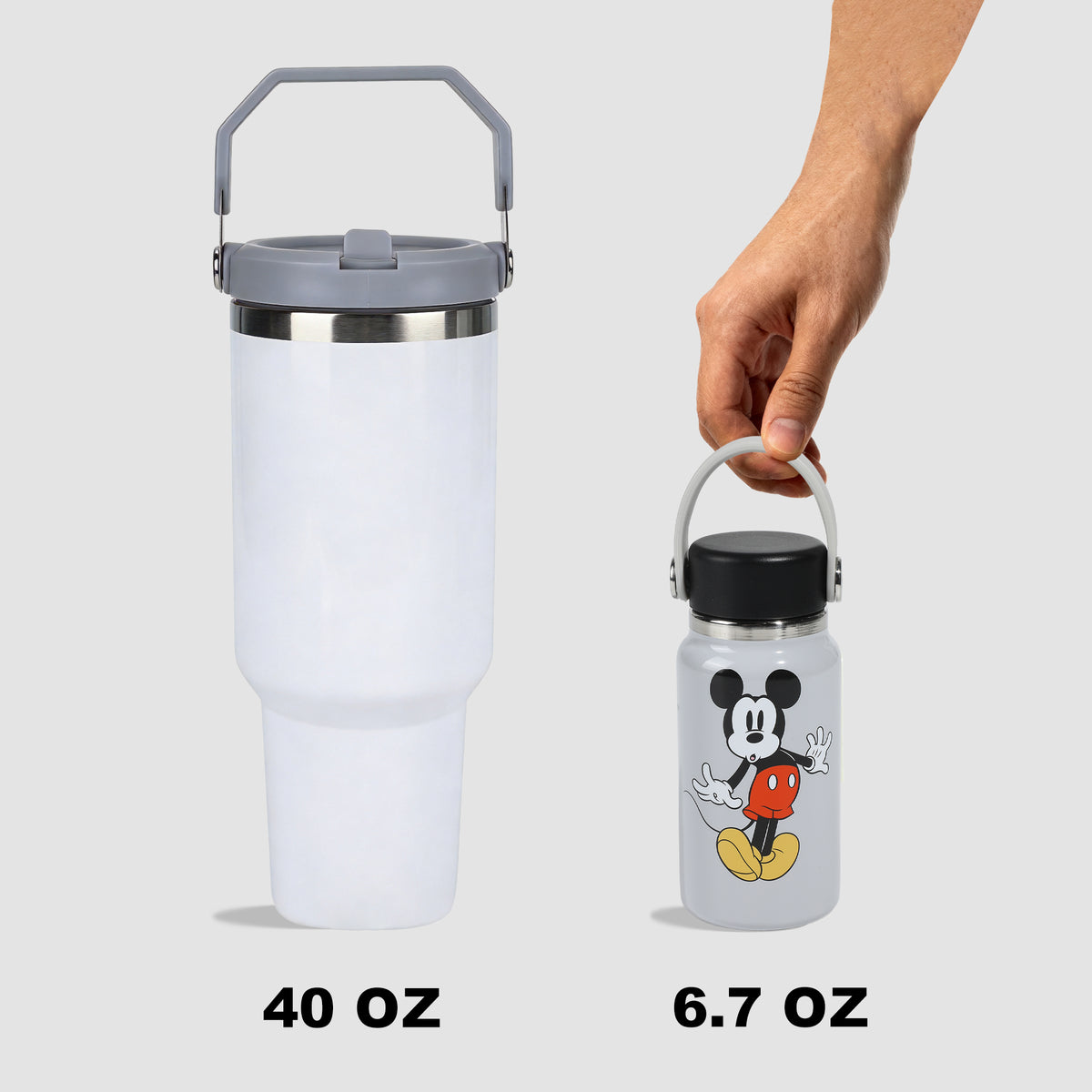 Mickey Mouse Classic Grey Mini Hydra Water Bottle 6.7 oz