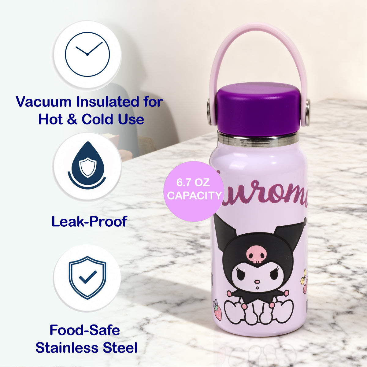 Kuromi Character 7 oz Mini Vacuum Stainless Steel Water Bottle