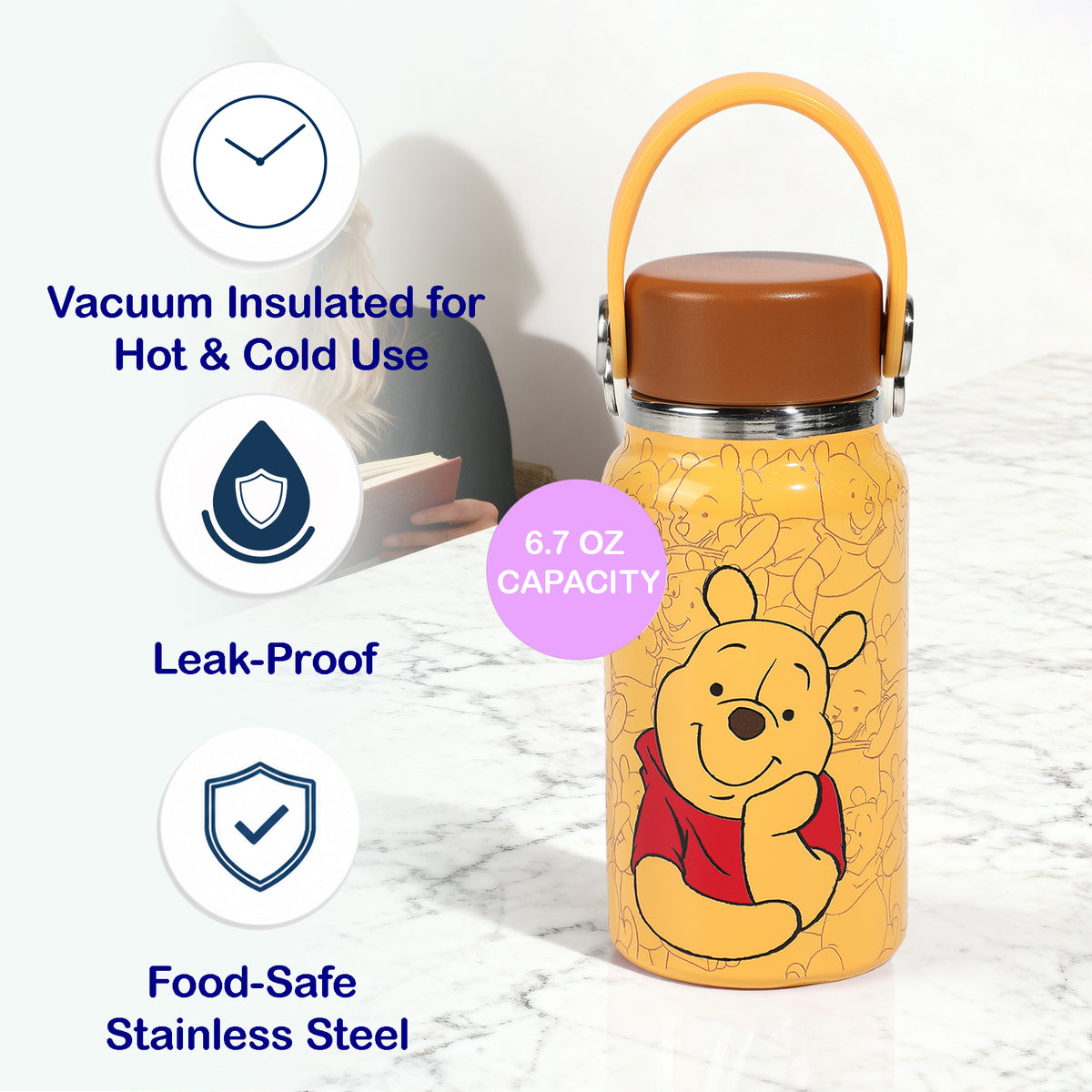 Winnie The Pooh AOP Mini Hydra 7oz Stainless Steel Water Bottle