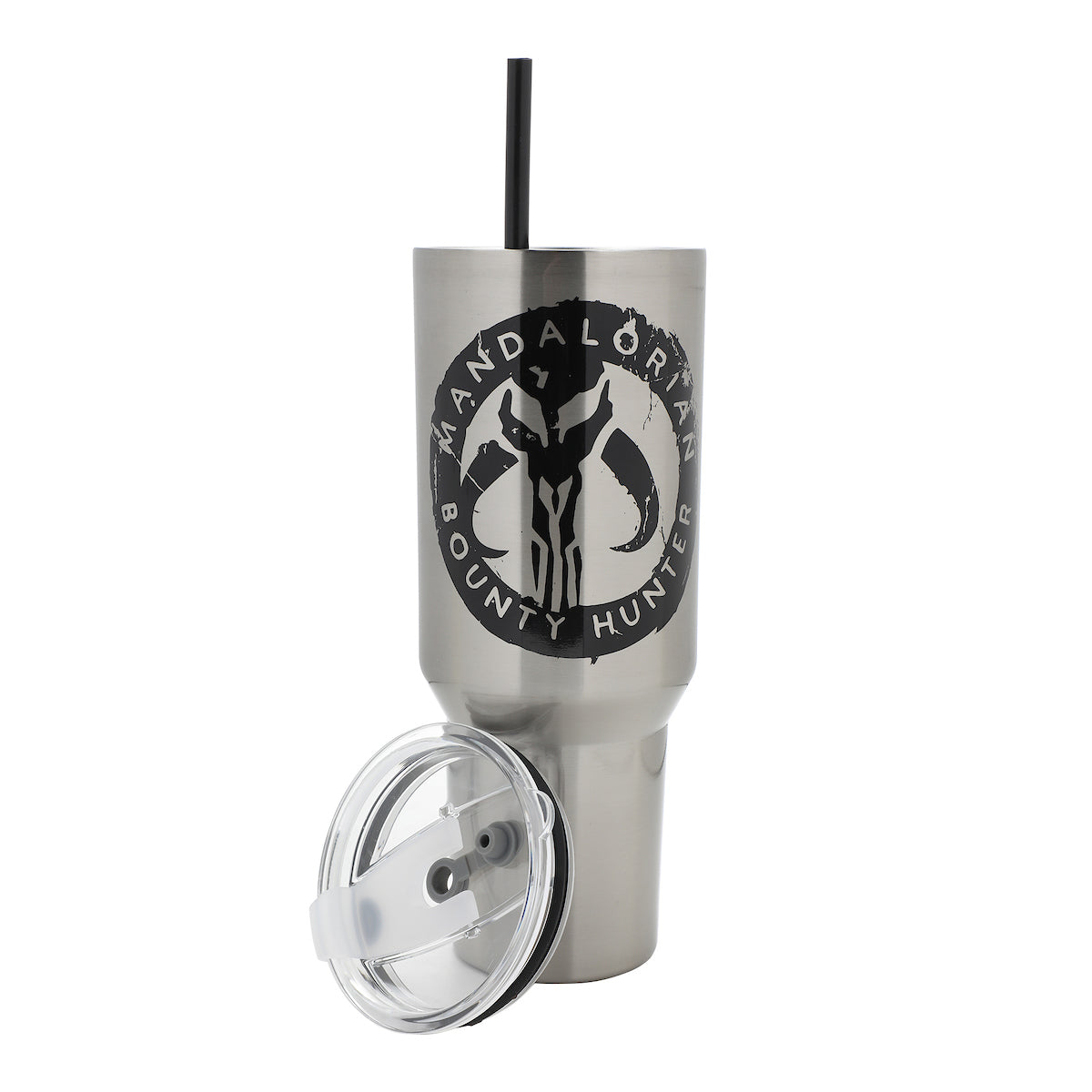 Star Wars Mandalorian Mythosaur Skull Bounty Hunter Logo 40 Oz Silver Stainless Steel Tumbler
