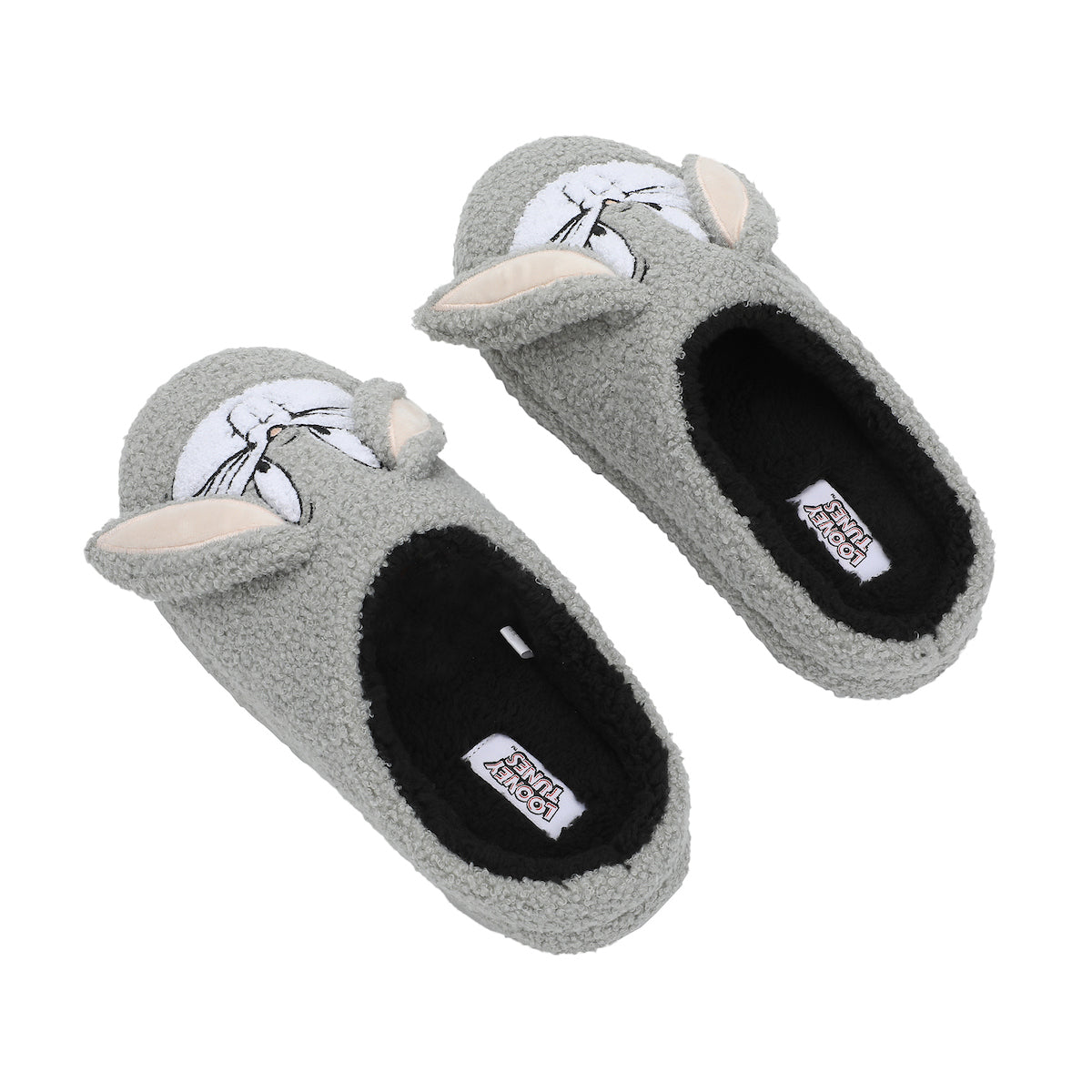 Looney Tunes Bugs Bunny Face Adult Gray Scuff Slippers
