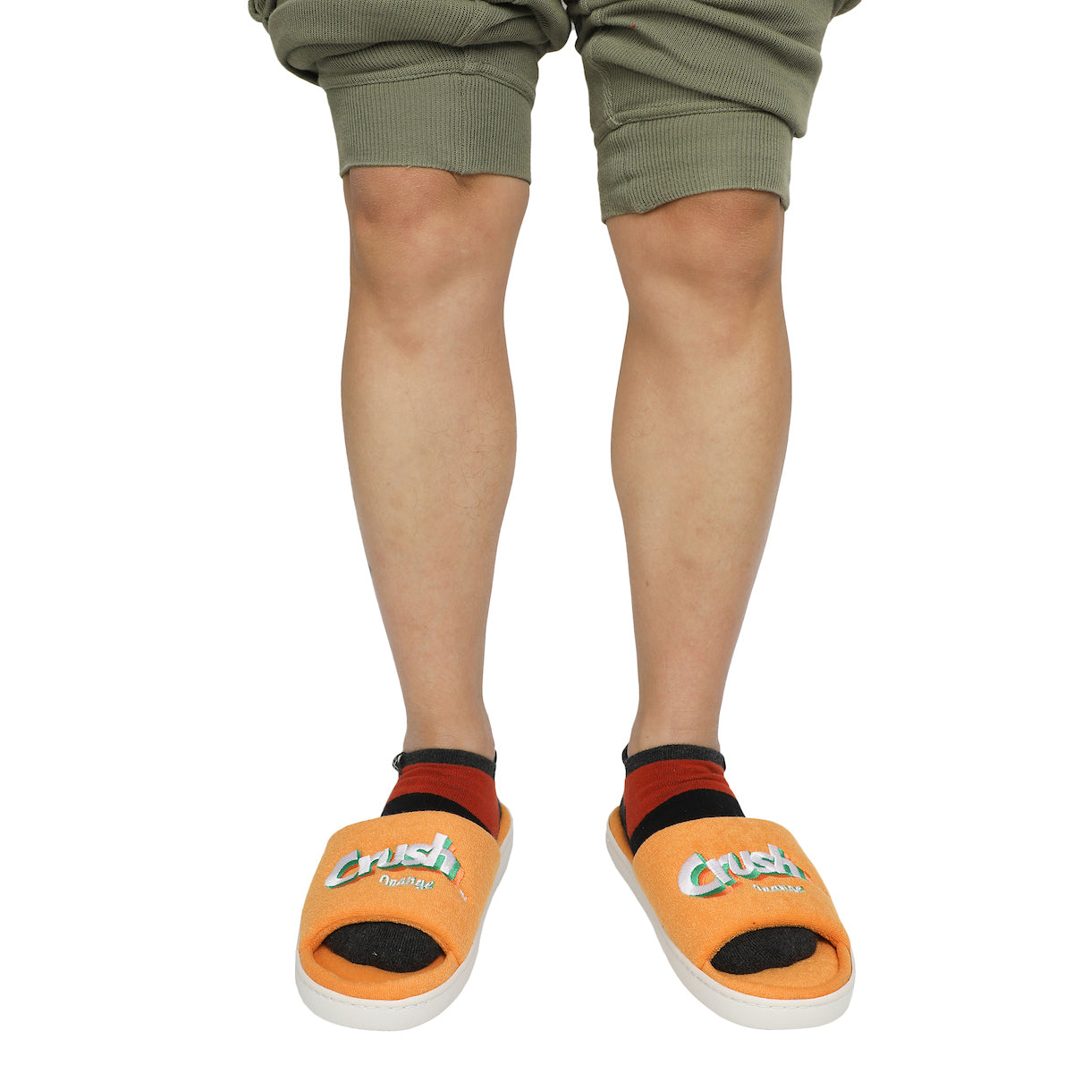 Orange Crush Orange Plant Adult Brown Open-Toed Slide Slippers