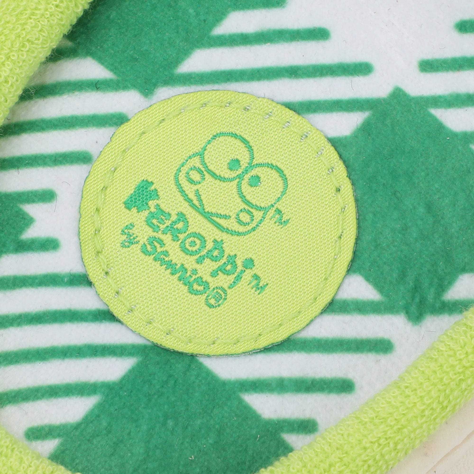 Keroppi 3D Character Face Art Women's Green & White Plaid Open-Toed Slide Slippers