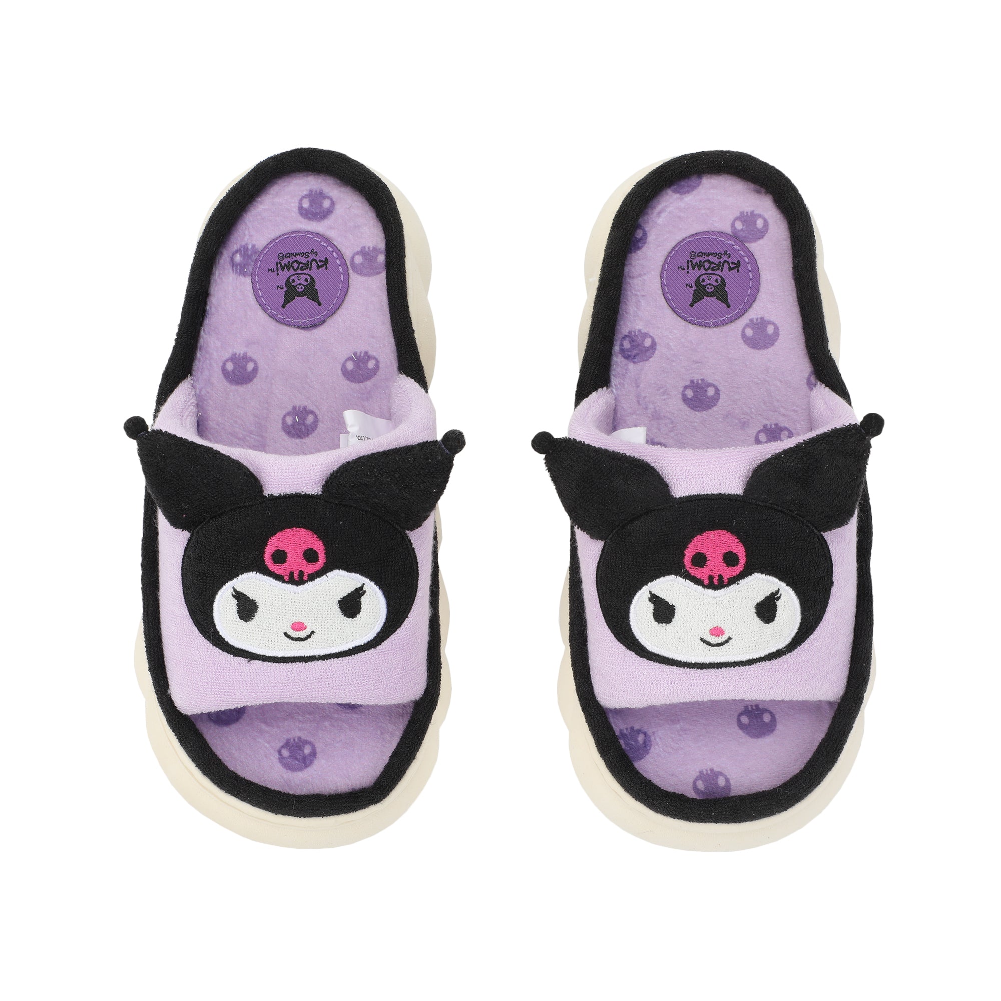 Kuromi 3D Character Face Art Women's Purple Open-Toed Slide Slippers