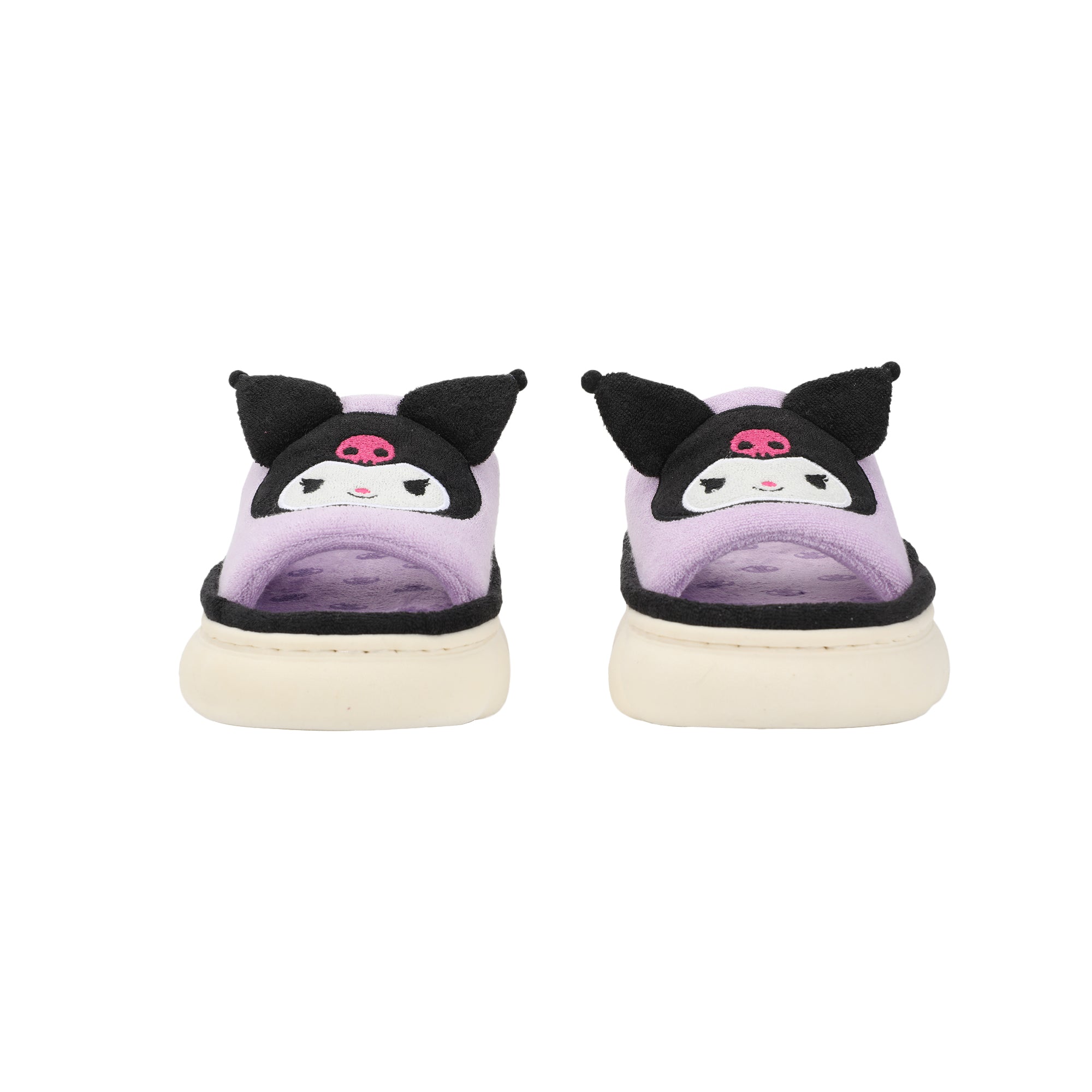 Kuromi 3D Character Face Art Women's Purple Open-Toed Slide Slippers