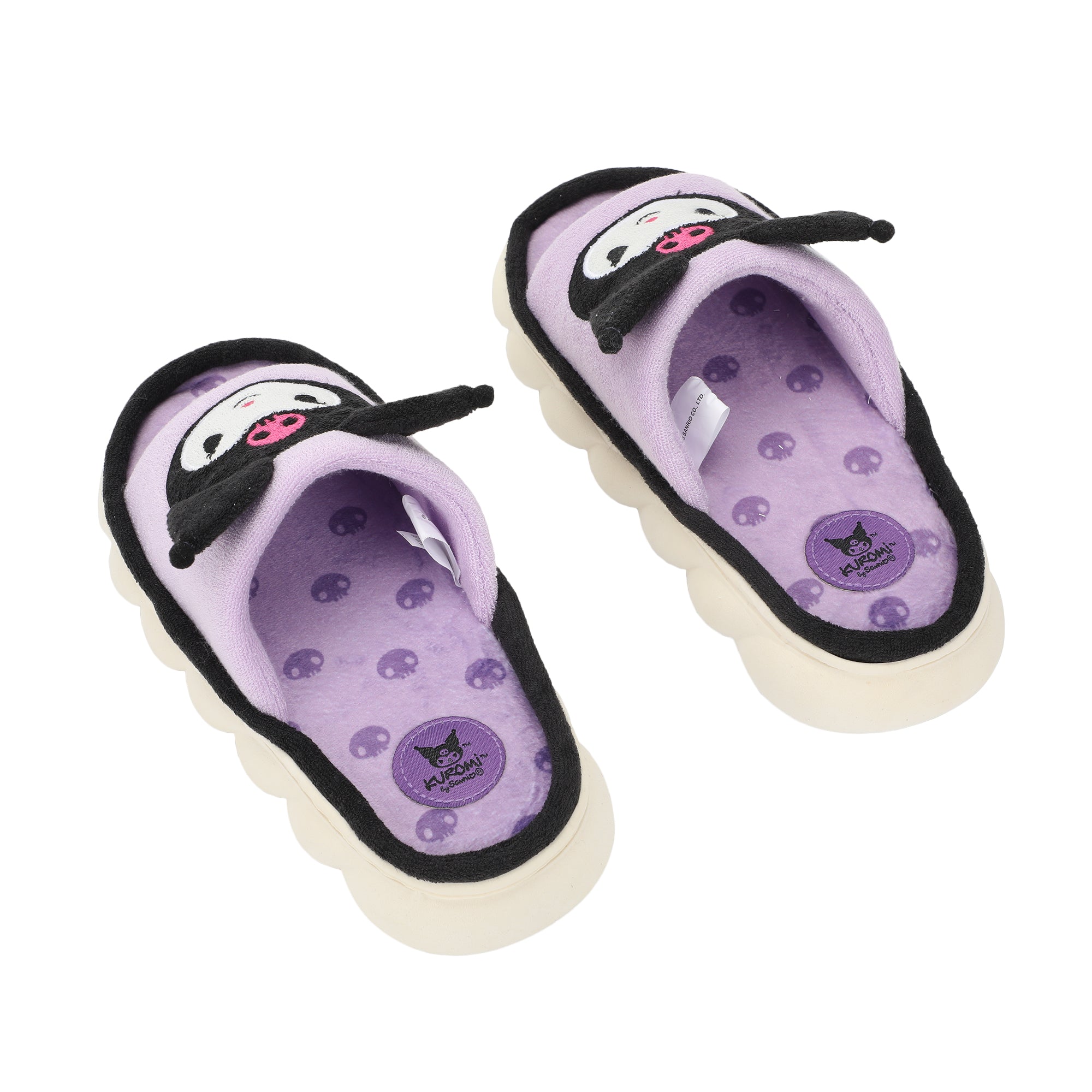 Kuromi 3D Character Face Art Women's Purple Open-Toed Slide Slippers