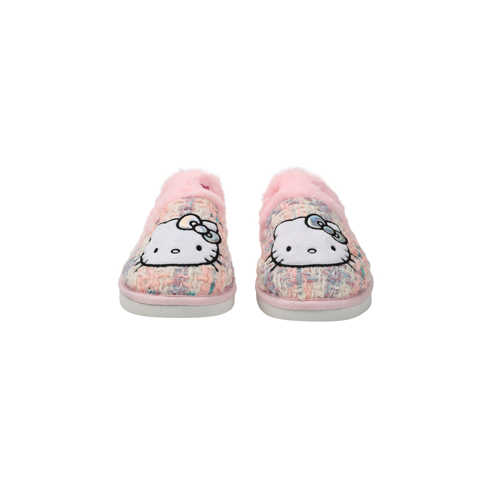 Hello Kitty PVC Sequin Character Patch Women's Gray Tweed Mules