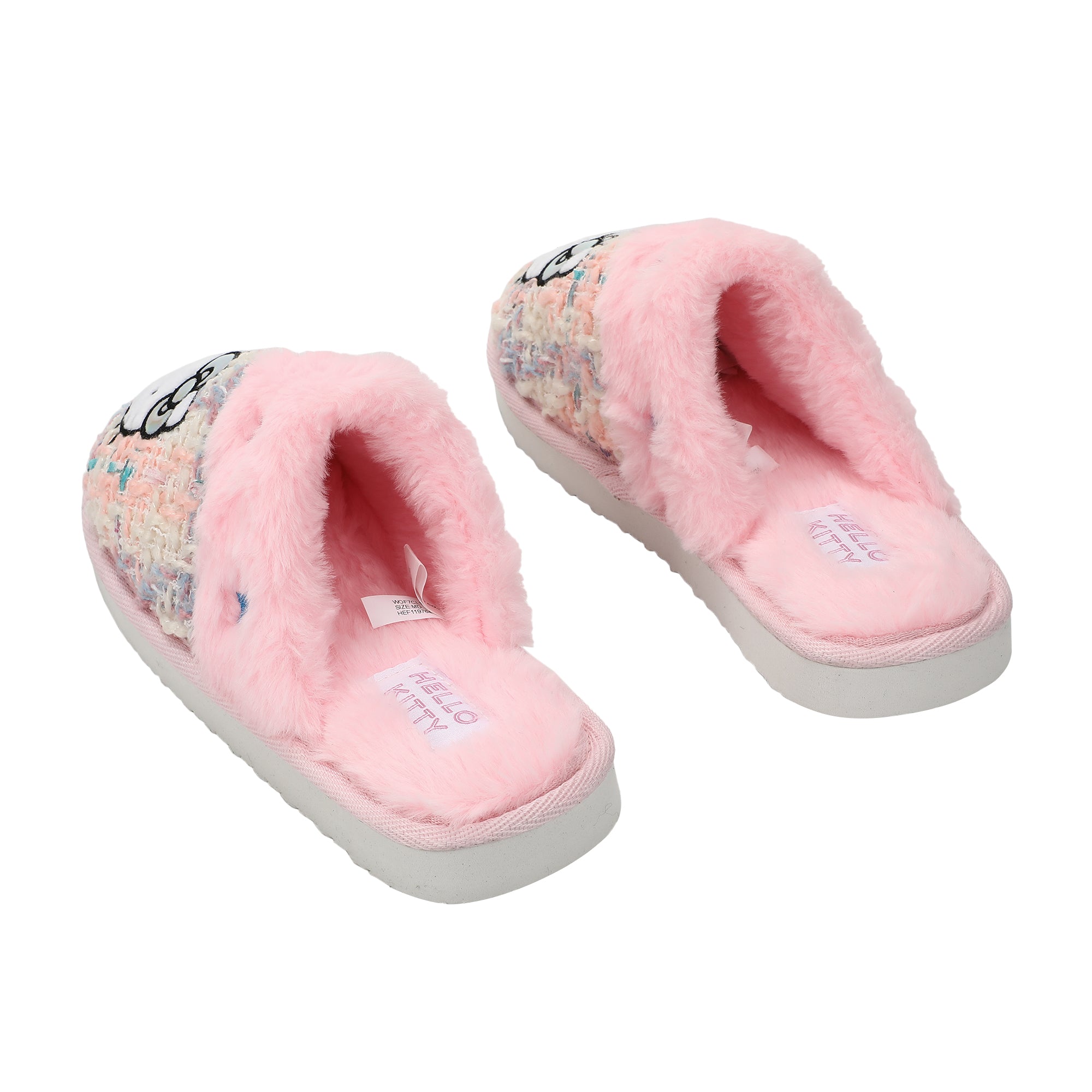 Hello Kitty PVC Sequin Character Patch Women's Gray Tweed Mules