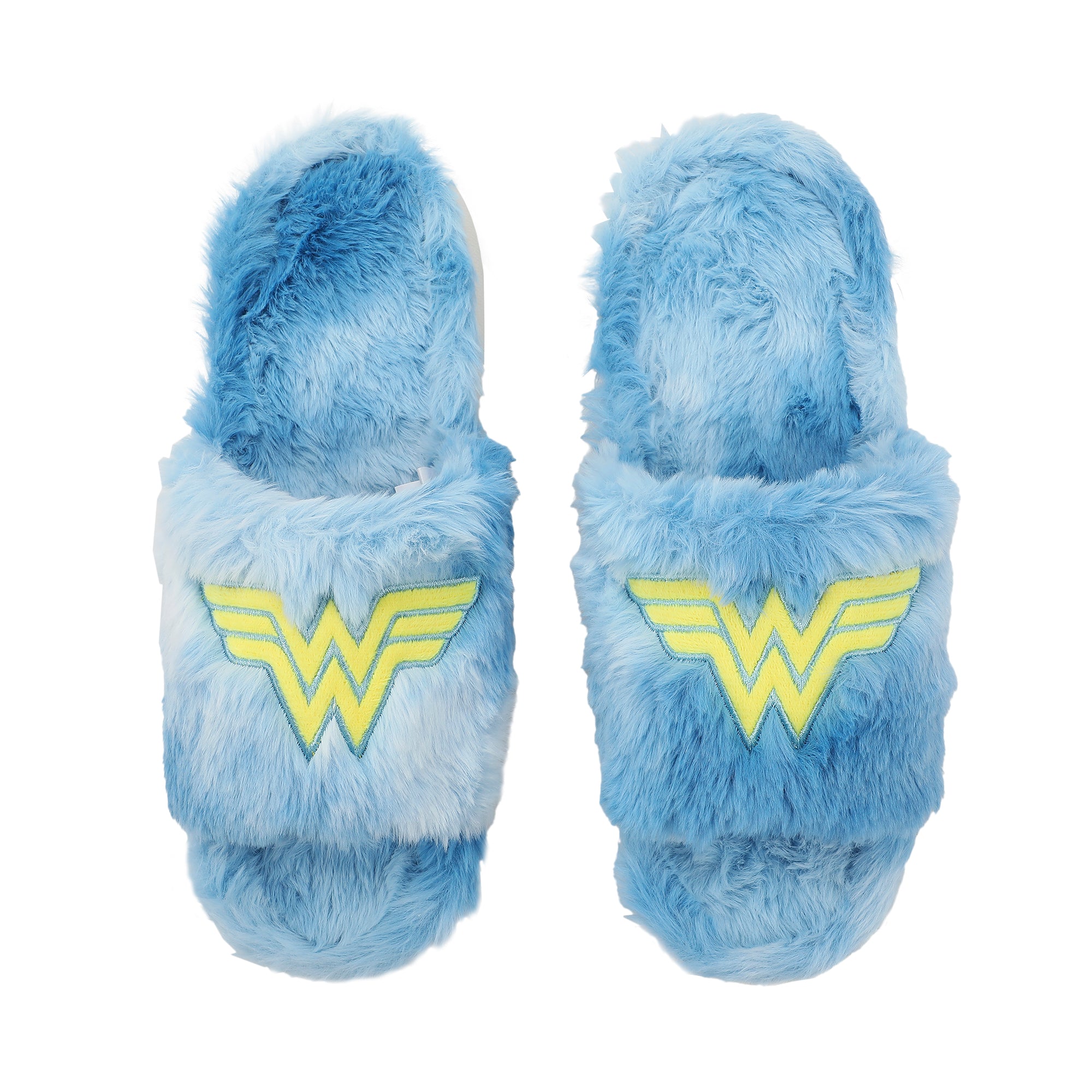 Wonder Woman Embroidered Logo Patch Women's Blue Open-Toed Slippers