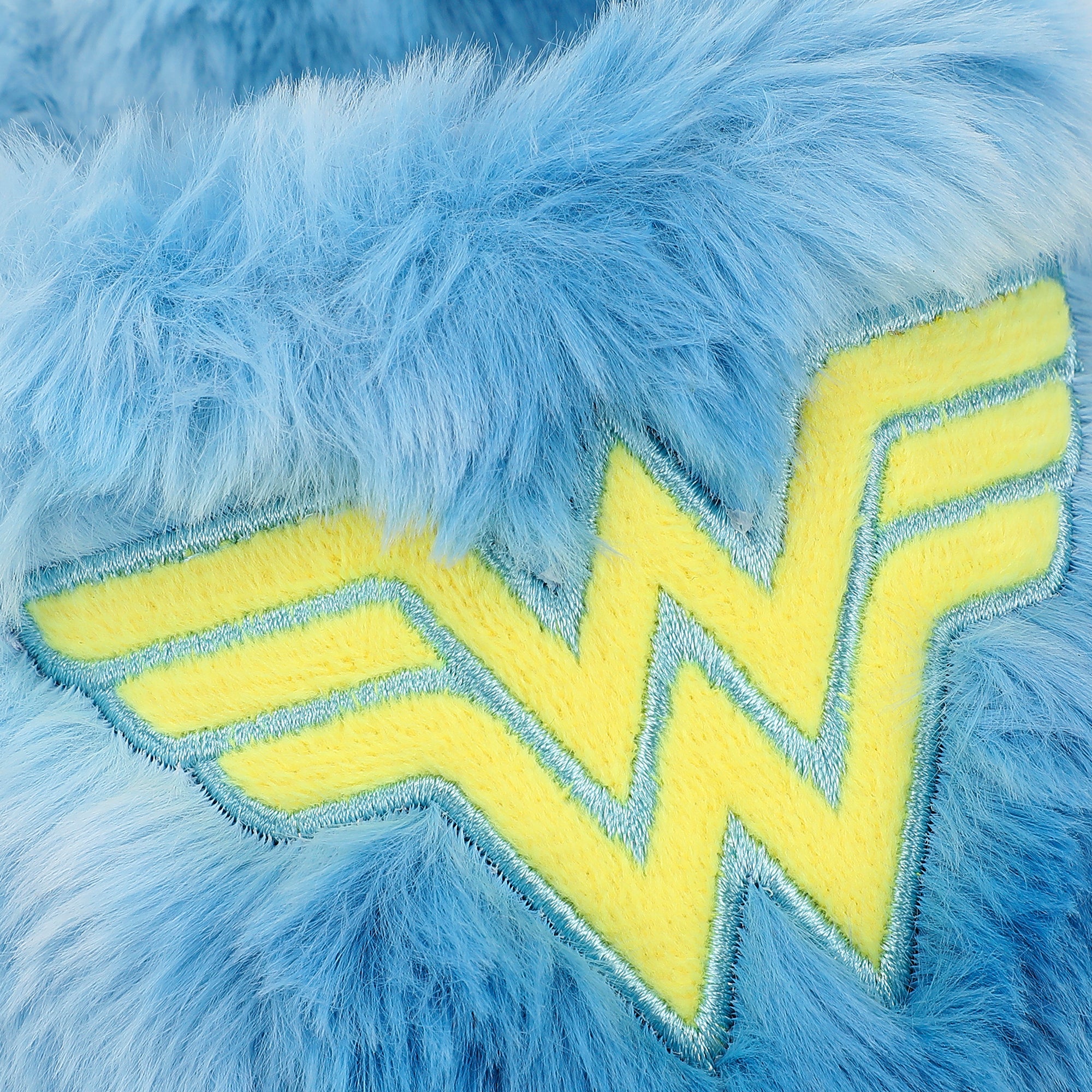 Wonder Woman Embroidered Logo Patch Women's Blue Open-Toed Slippers