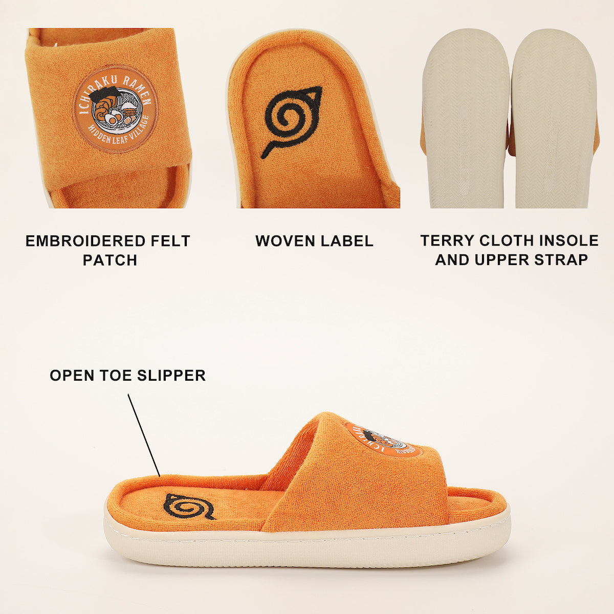Naruto Ichiraku Ramen Patch Women's Orange Open Toed Slipper