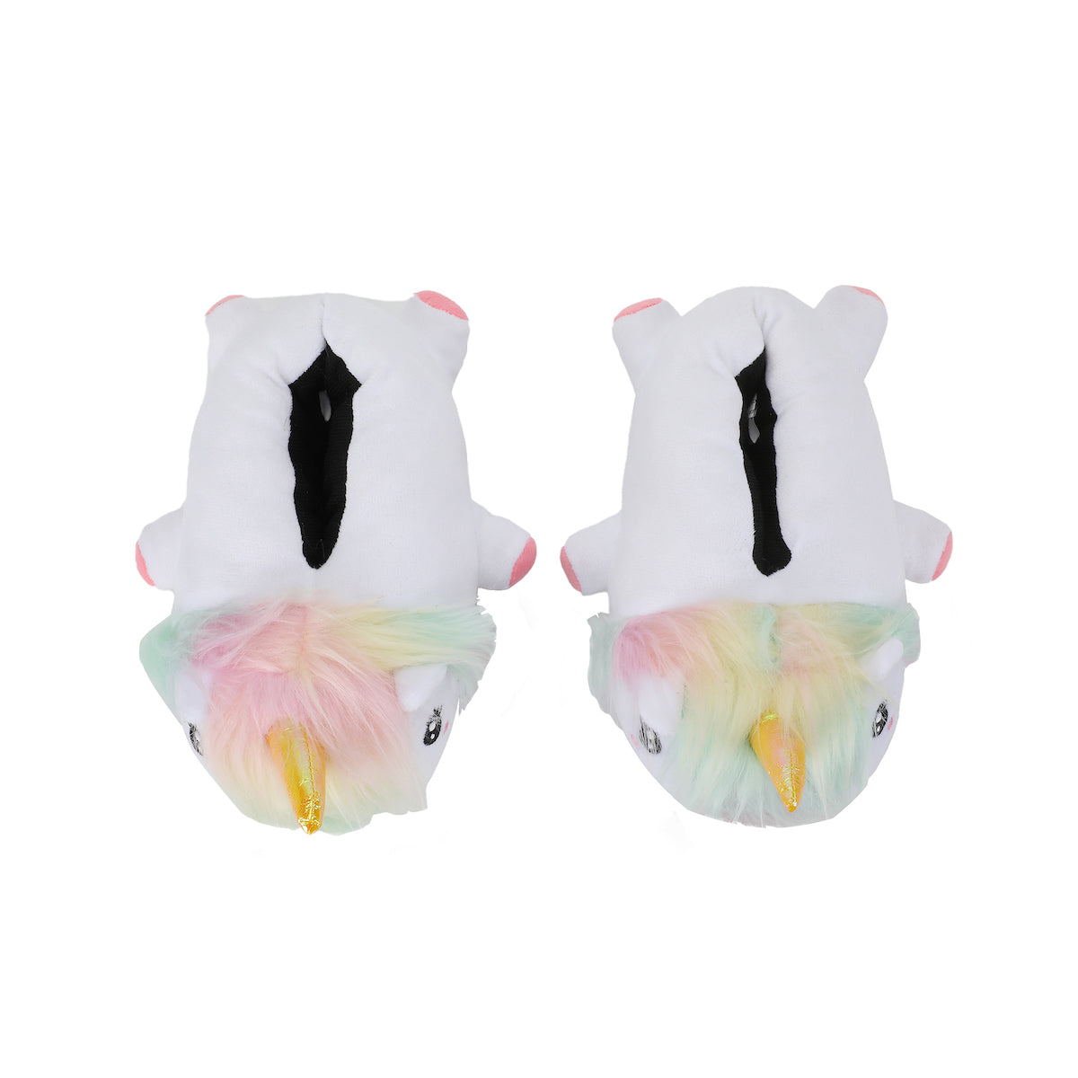 Unicorn Youth White Plush Slippers
