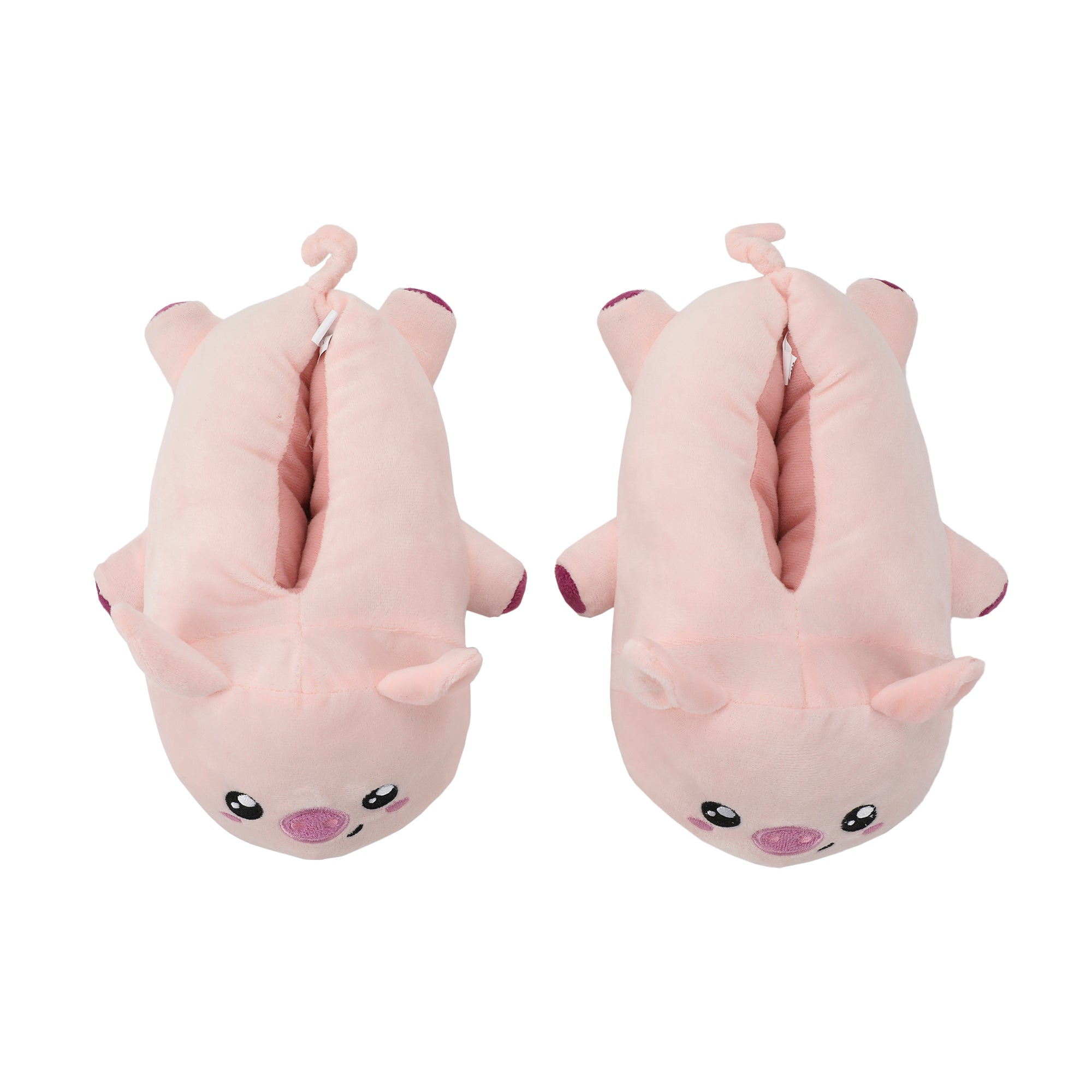 Pig Youth Pink Plush Slippers