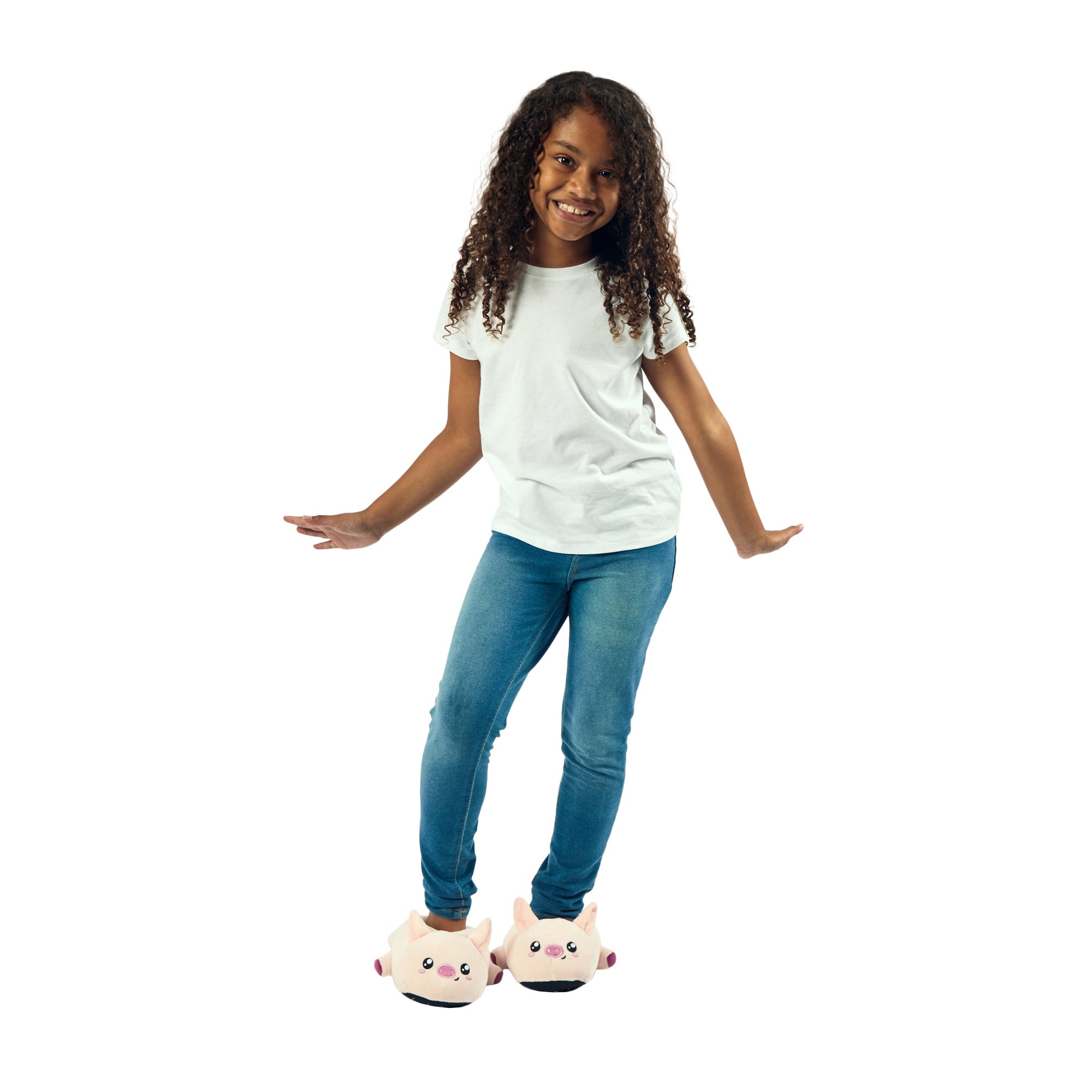 Pig Youth Pink Plush Slippers