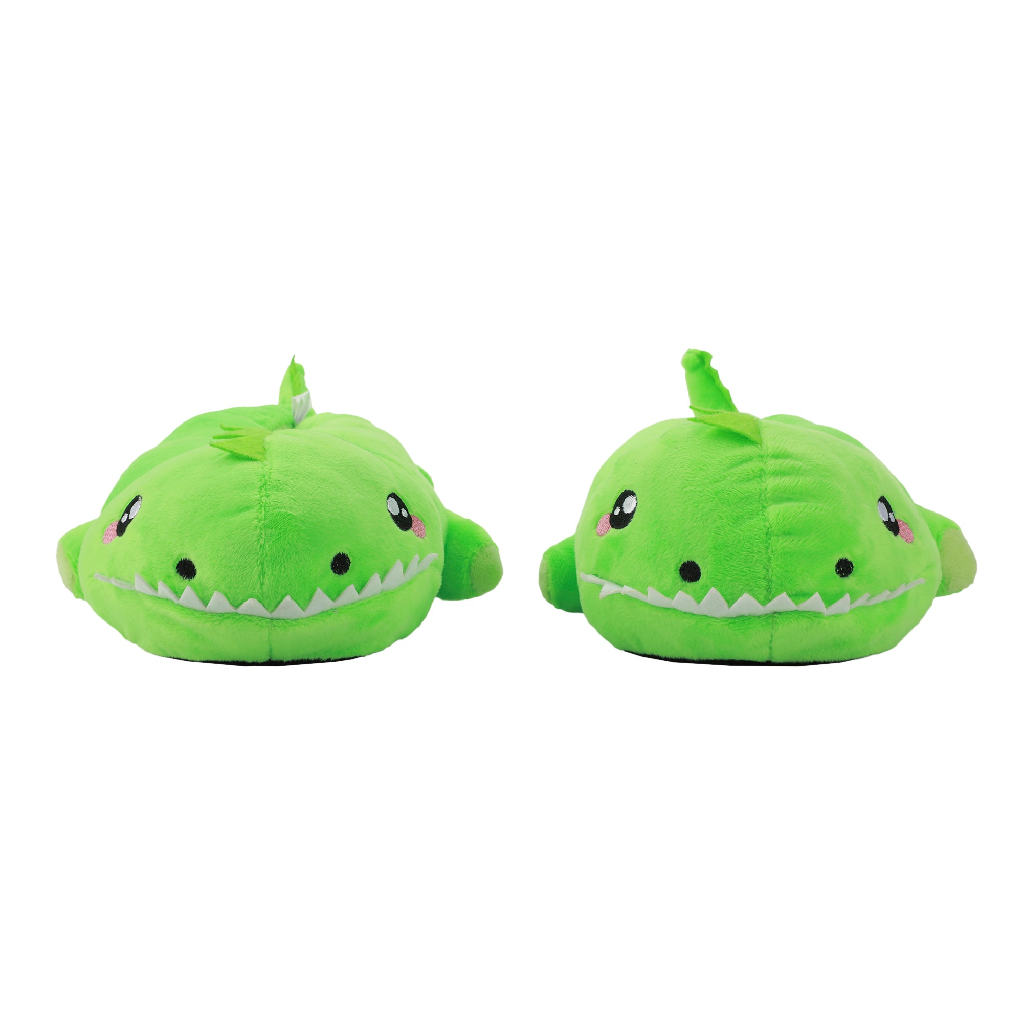 T-Rex Youth Green Plush Slippers