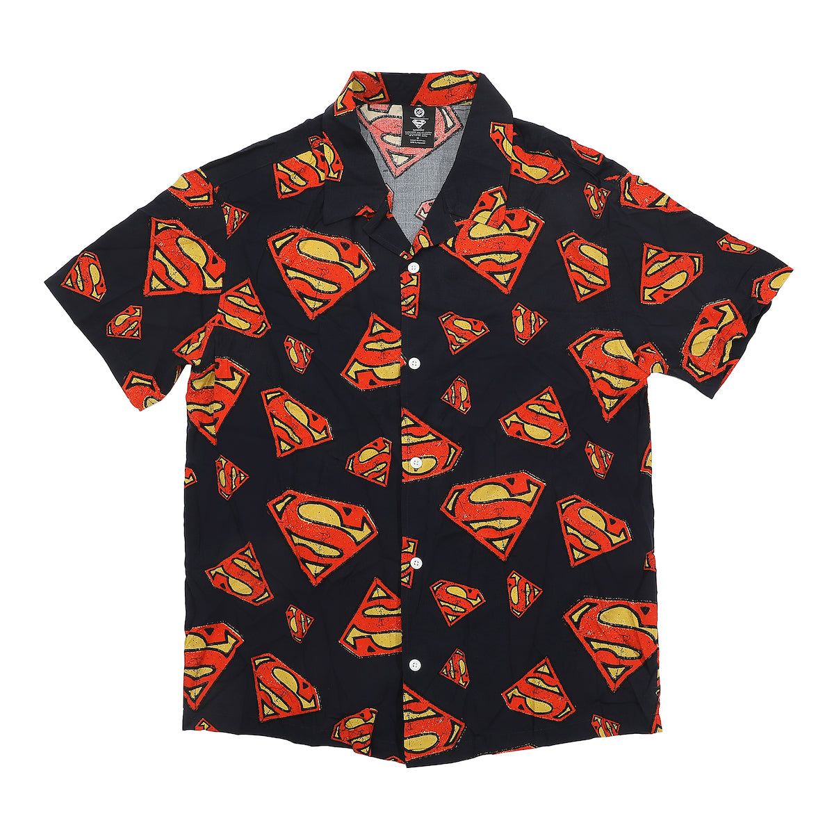 Superman S-Shield All-Over Print Men's Collared Button-Up Short Sleeve Shirt