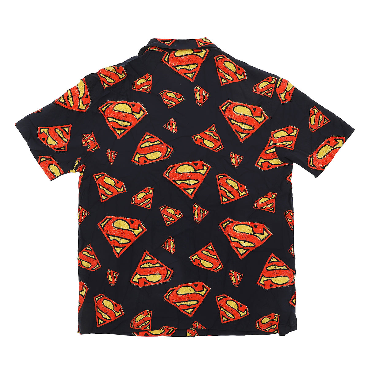 Superman S-Shield All-Over Print Men's Collared Button-Up Short Sleeve Shirt