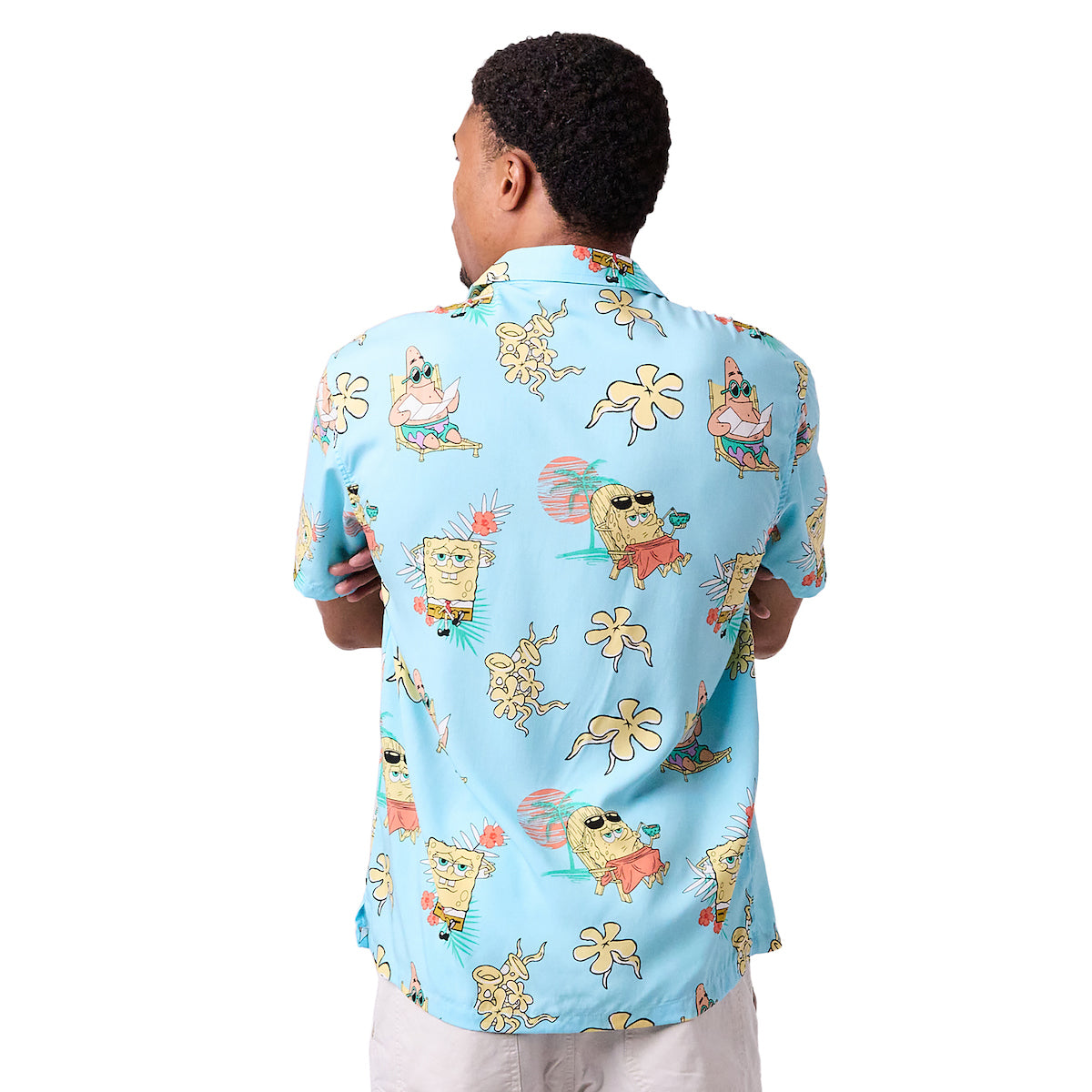 Spongebob Squarepants All-Over Print Men's Collared Button-Up Short Sleeve Shirt