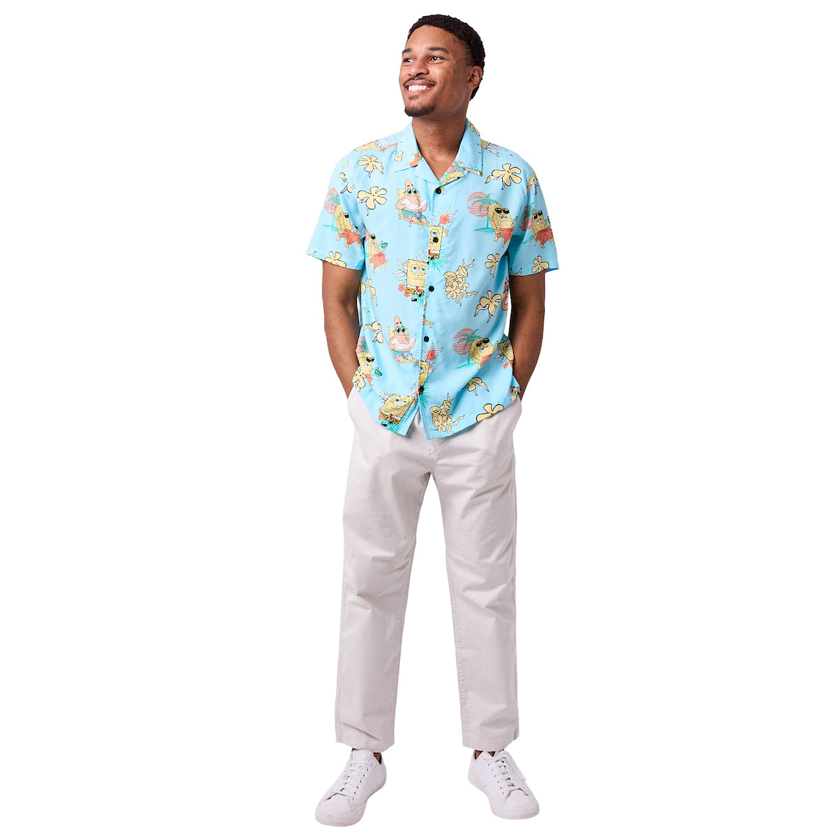 Spongebob Squarepants All-Over Print Men's Collared Button-Up Short Sleeve Shirt
