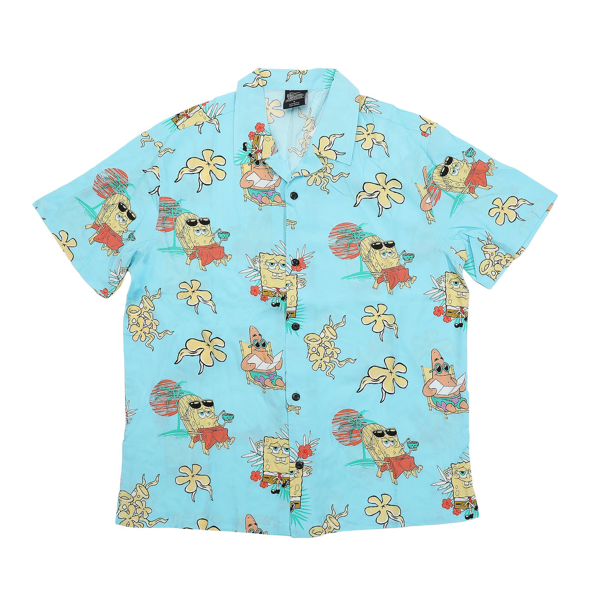Spongebob Squarepants All-Over Print Men's Collared Button-Up Short Sleeve Shirt