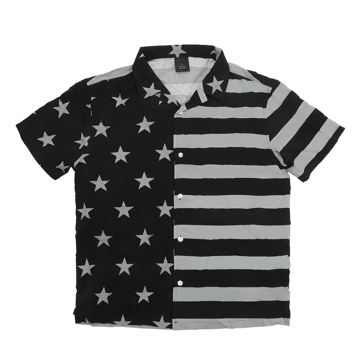 Stars & Stripes United States Flag Men's Collared Button-Up Short Sleeve Shirt