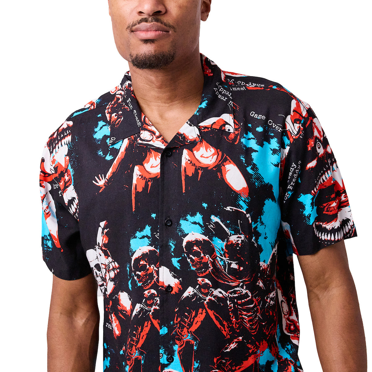 Five Nights at Freddy's Bonnie the Bunny All-Over Print Men's Collared Button-Up Short Sleeve Shirt