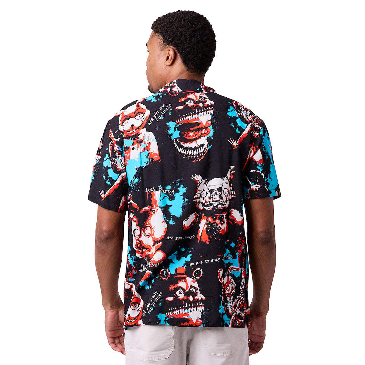 Five Nights at Freddy's Bonnie the Bunny All-Over Print Men's Collared Button-Up Short Sleeve Shirt