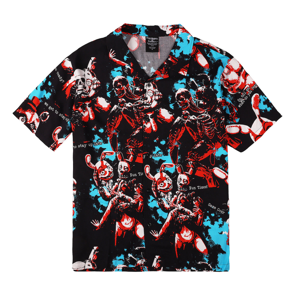 Five Nights at Freddy's Bonnie the Bunny All-Over Print Men's Collared Button-Up Short Sleeve Shirt