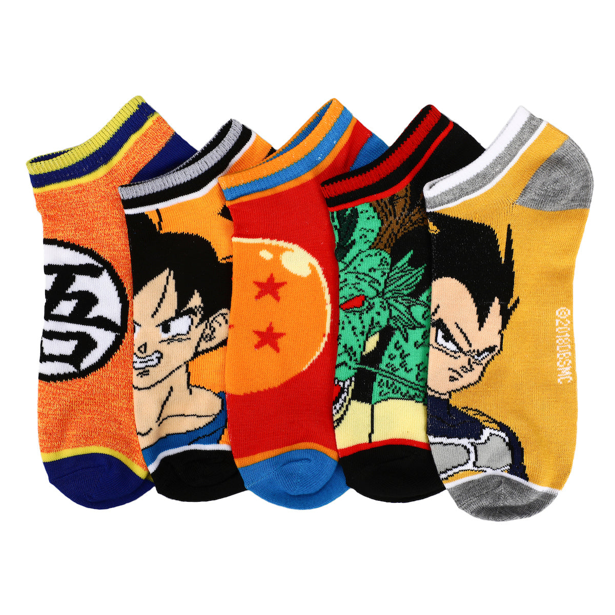 Dragon Ball Mixed Icon and Character Close Up 5-Pack Ankle Socks