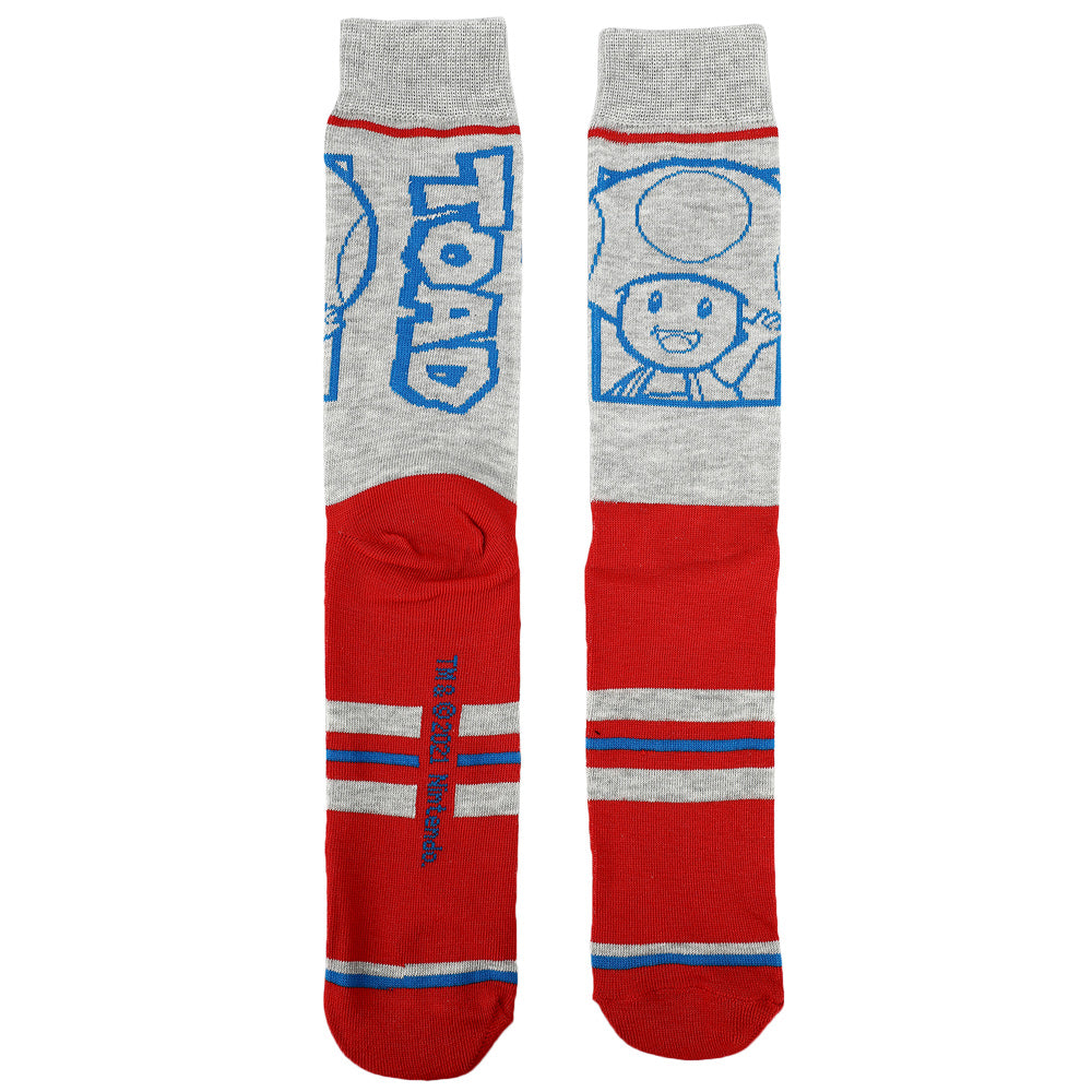 Super Mario Split Mens Collectible  Crew Sock 5 pack