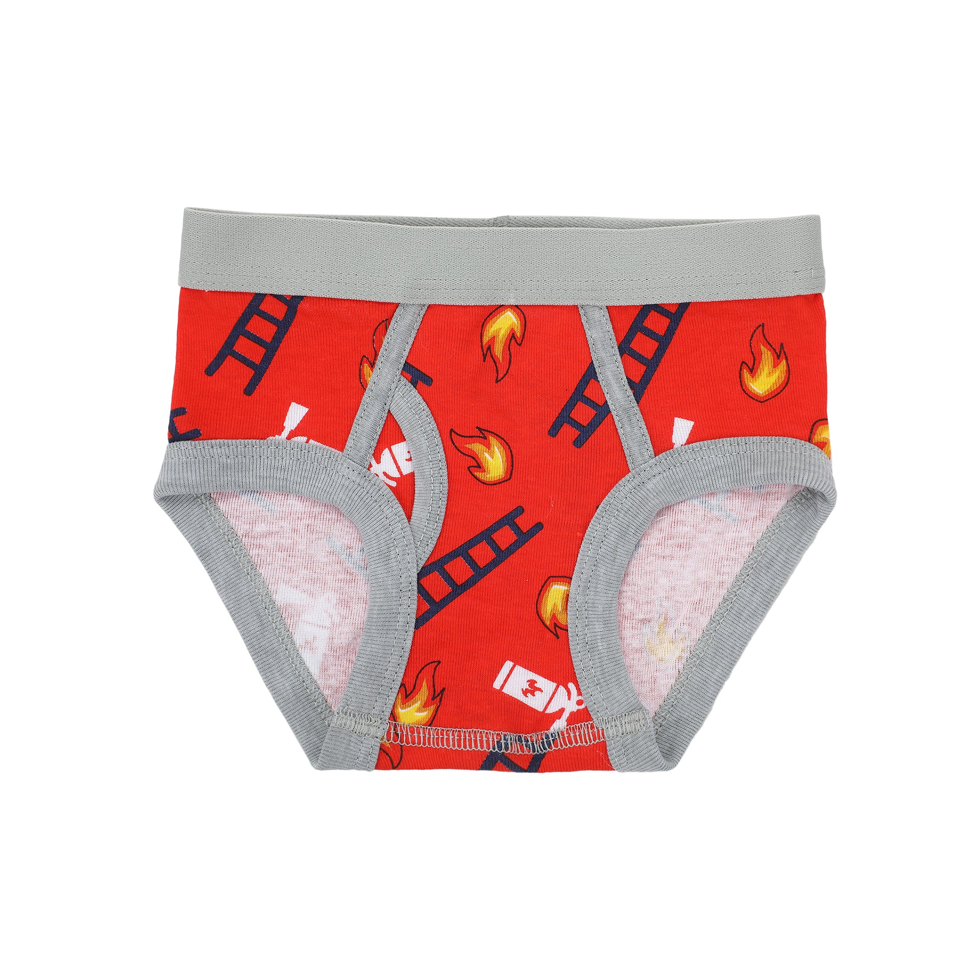 Firefighters and Fire Trucks Toddler Boys Cotton Briefs With Pouch (5 Pack)