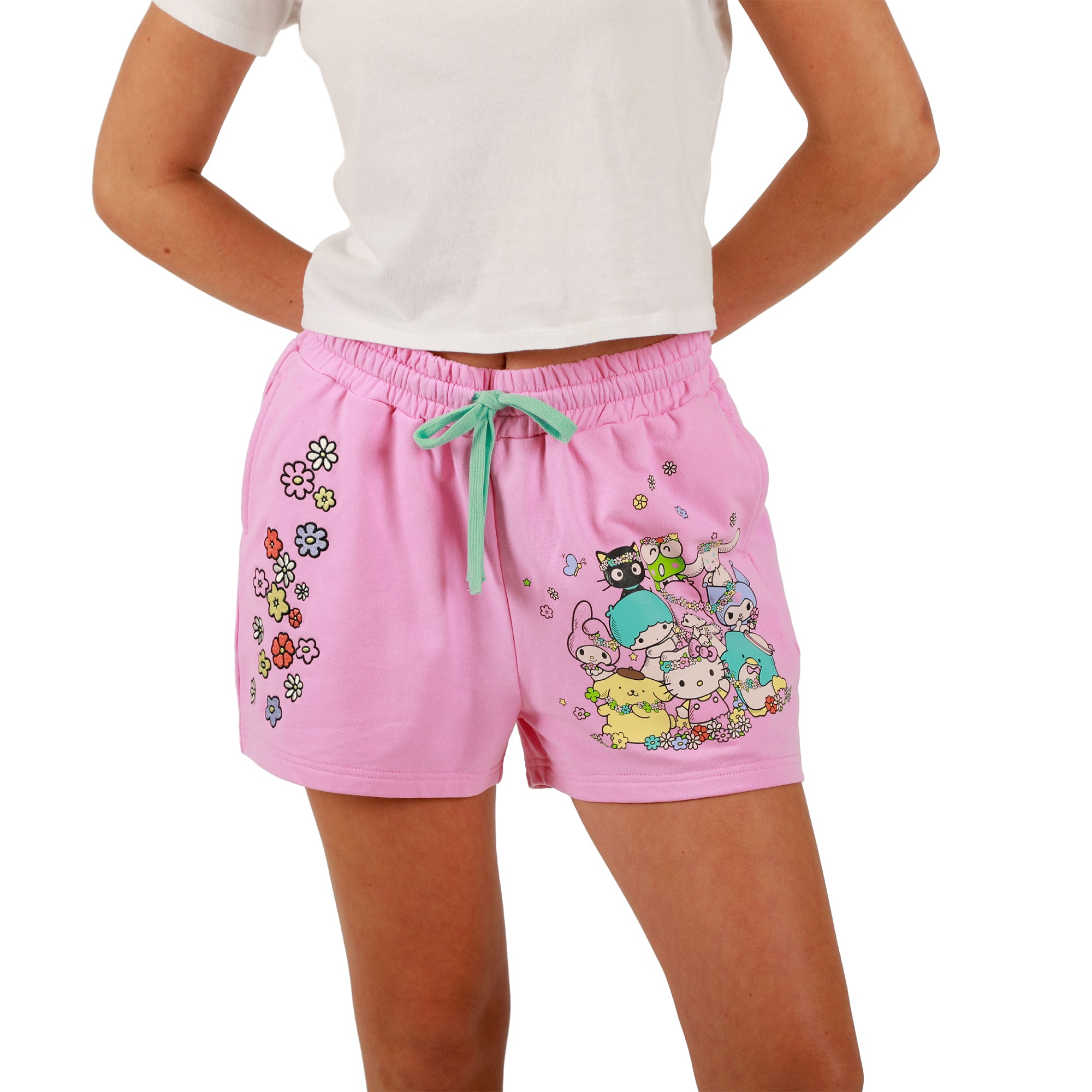 Hello Kitty & Friends Characters Celebrating Women's Pink Sweat Shorts