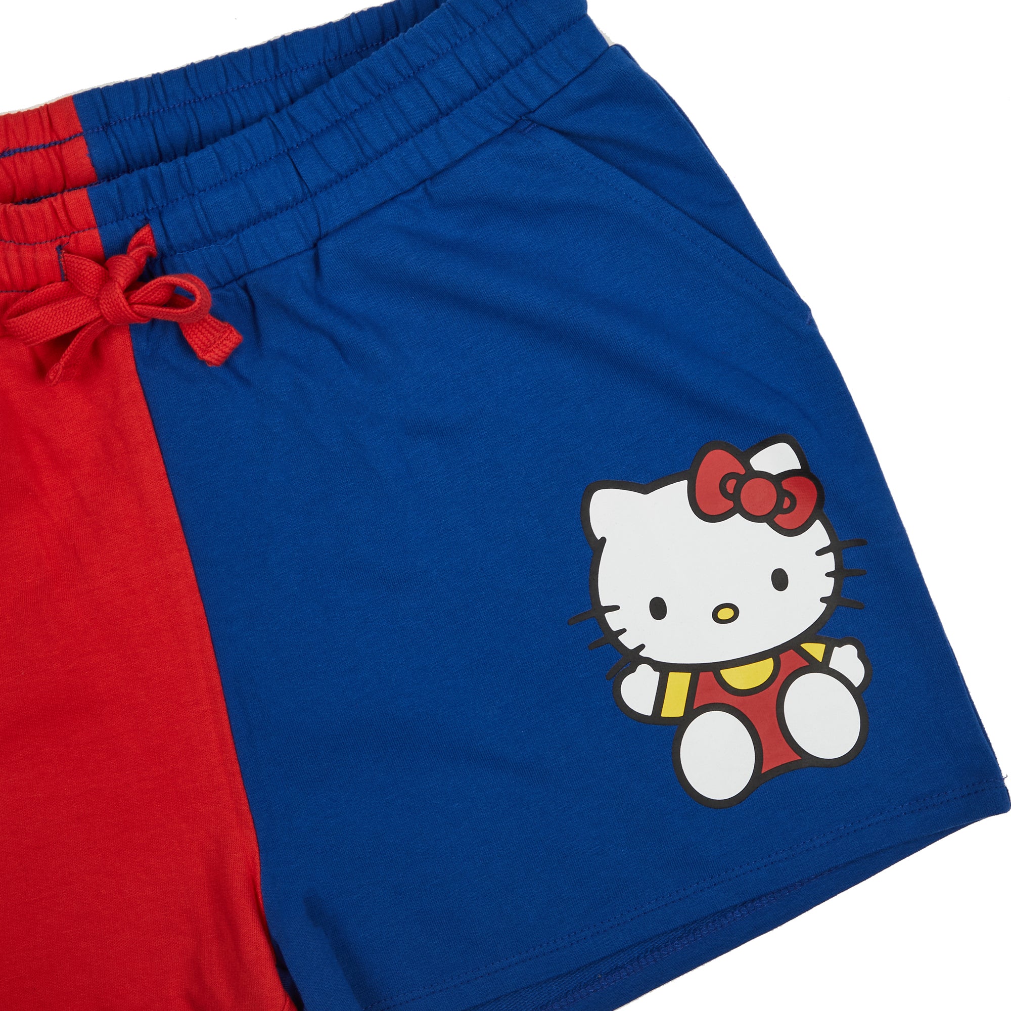Hello Kitty Character Art Women's Red & Blue Contrast Sweat Shorts
